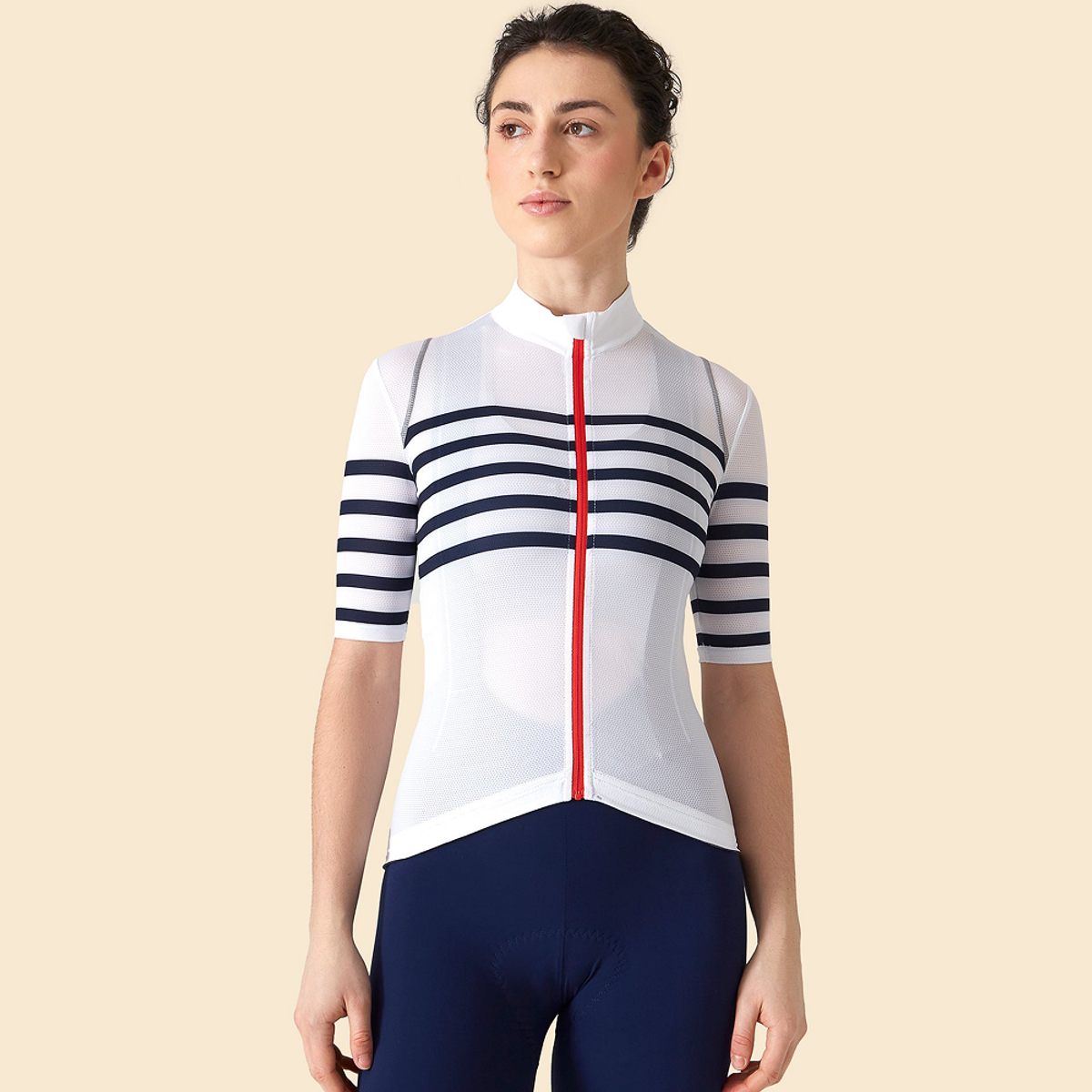 카페 드 사이클리스트(CAFE DU CYCLISTE) 모나 아닥스 반팔 져지 클래식 화이트 여성