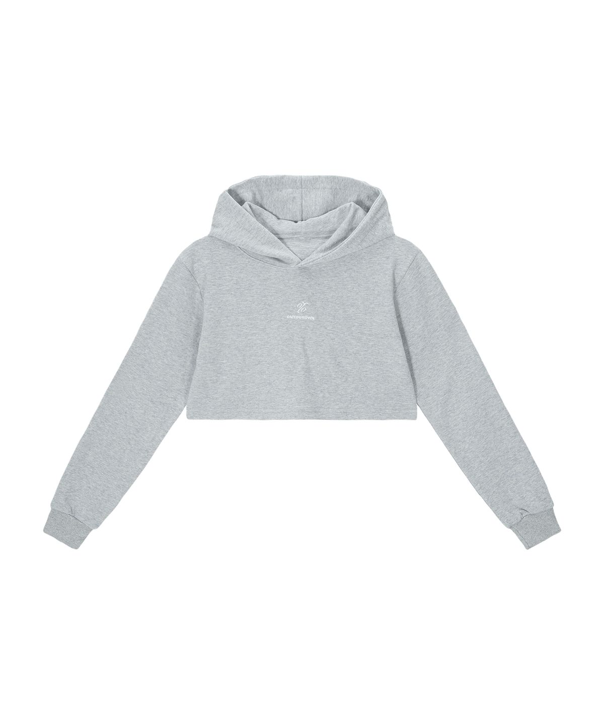 온유어오운(ONYOUROWN) LOGO CROP HOODIE (GREY)