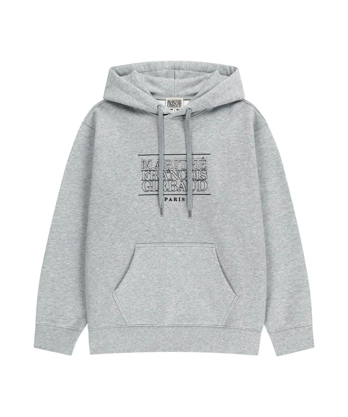 마리떼 프랑소와 저버(MARITHÉ + FRANҪOIS GIRBAUD) CLASSIC LOGO APPLIQUE MIX HOODIE heather gray