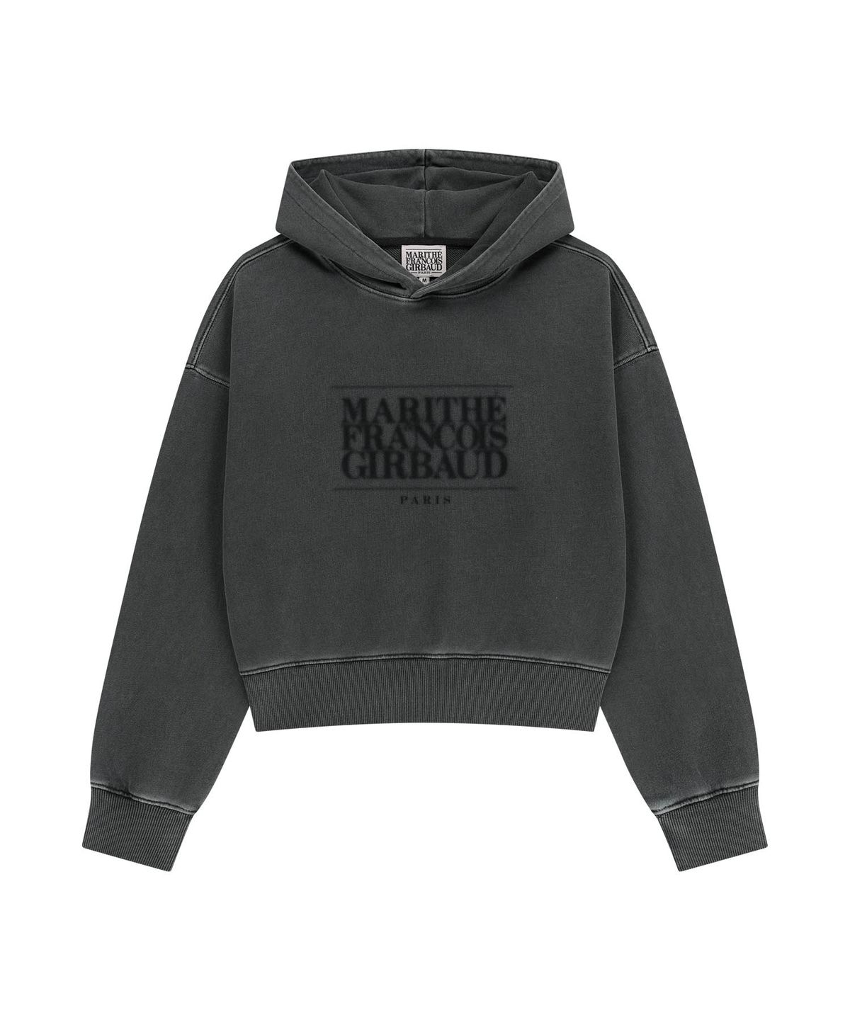마리떼 프랑소와 저버(MARITHÉ + FRANҪOIS GIRBAUD) W SHADOW CLASSIC LOGO DYEING CROP HOODIE charcoal