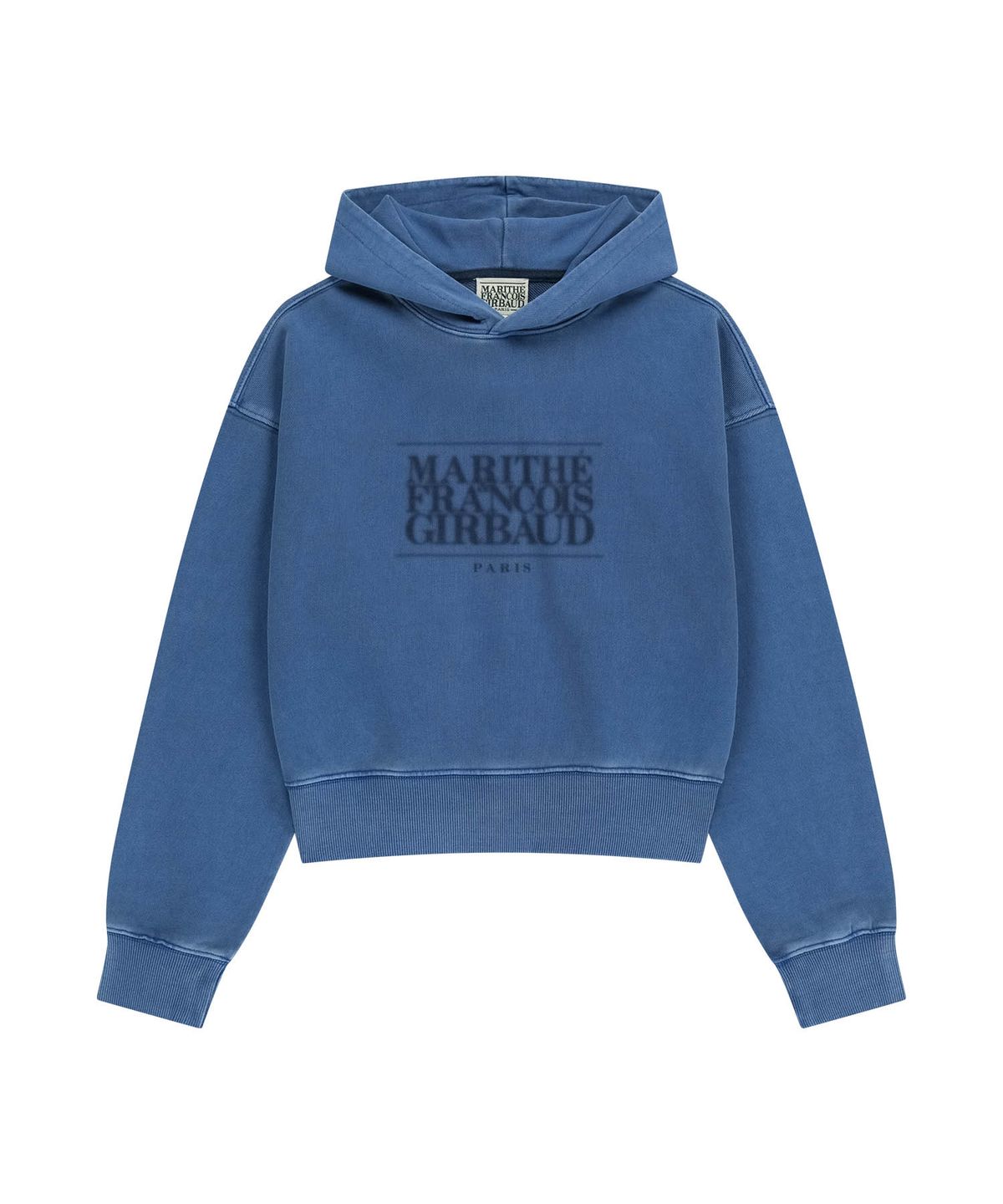 마리떼 프랑소와 저버(MARITHÉ + FRANҪOIS GIRBAUD) W SHADOW CLASSIC LOGO DYEING CROP HOODIE blue