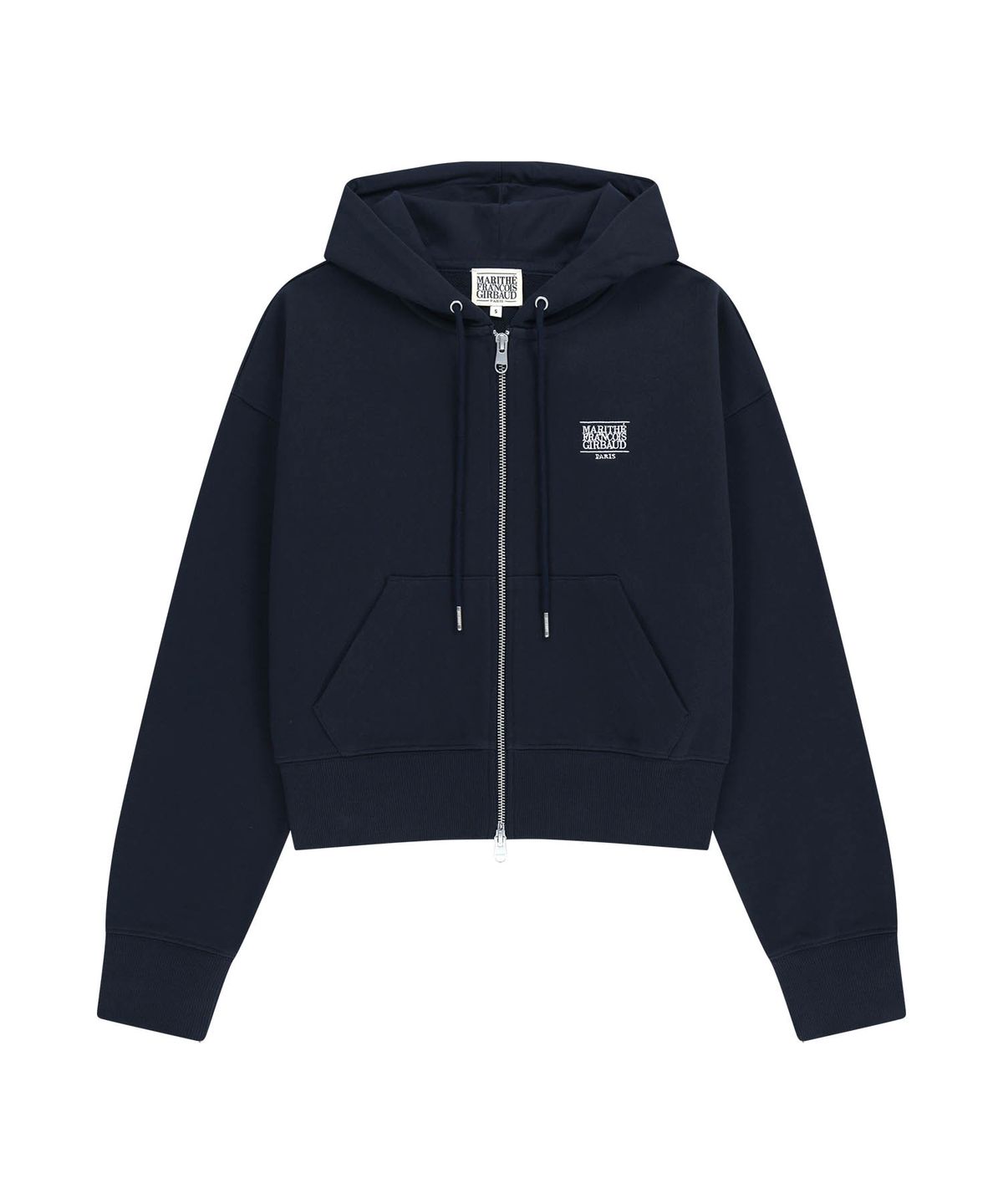 마리떼 프랑소와 저버(MARITHÉ + FRANҪOIS GIRBAUD) W BACK CLASSIC LOGO CROP HOODIE ZIPUP navy