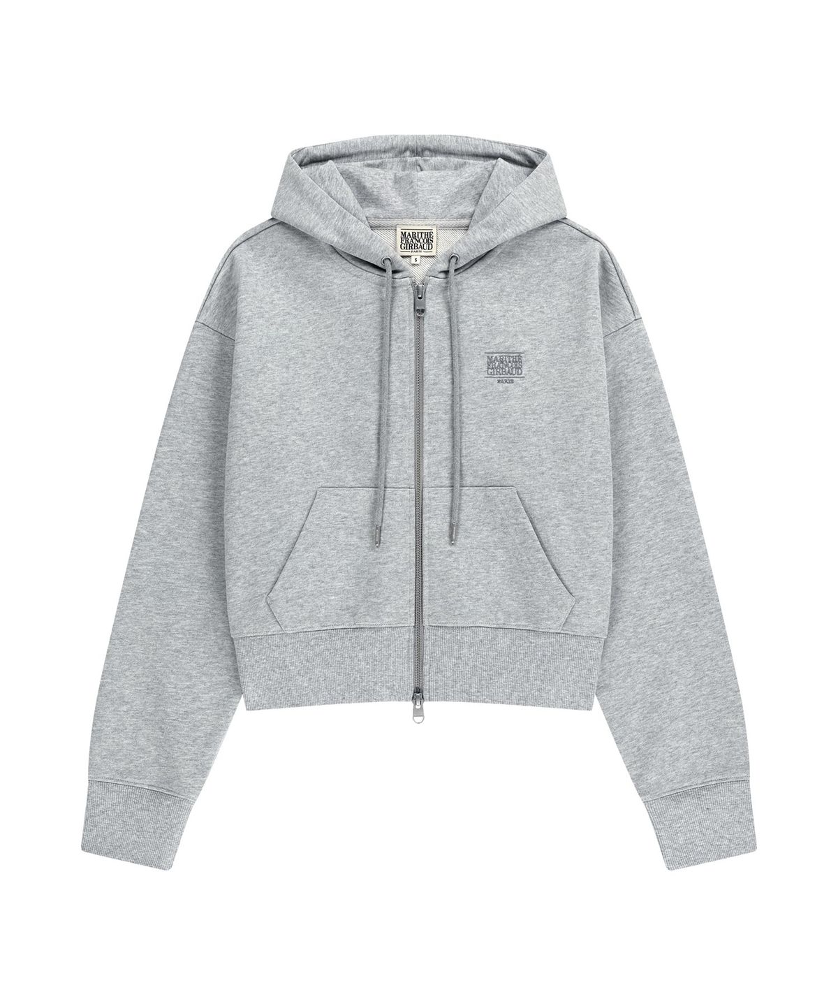 마리떼 프랑소와 저버(MARITHÉ + FRANҪOIS GIRBAUD) W BACK CLASSIC LOGO CROP HOODIE ZIPUP heather gray