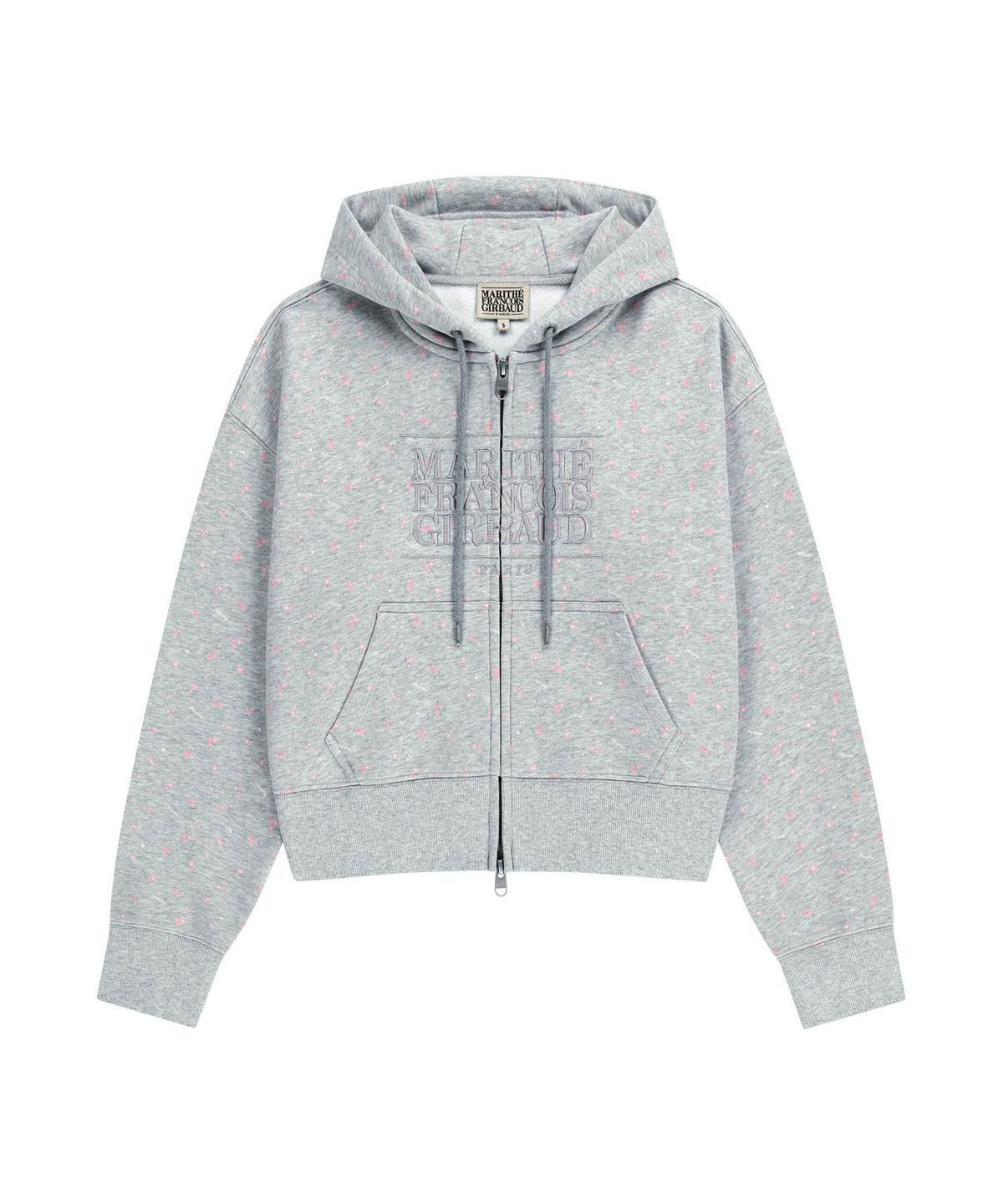 마리떼 프랑소와 저버(MARITHÉ + FRANҪOIS GIRBAUD) W CLASSIC LOGO CROP HOODIE ZIPUP heather gray