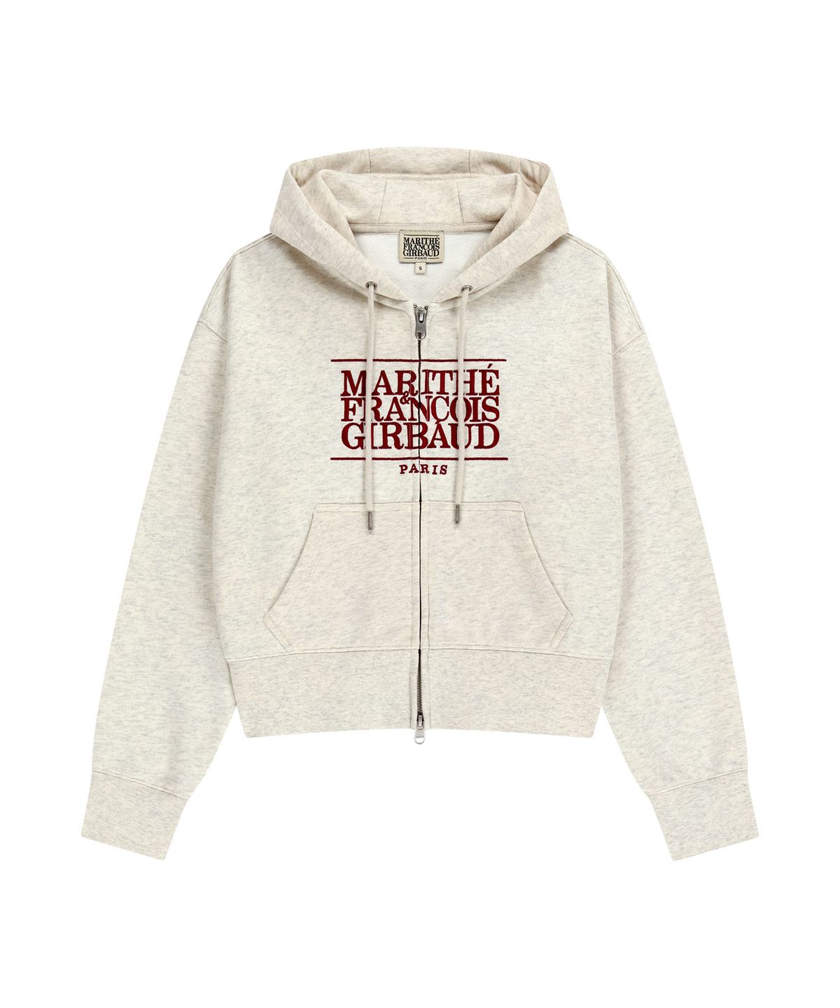 마리떼 프랑소와 저버(MARITHÉ + FRANҪOIS GIRBAUD) W CLASSIC LOGO CROP HOODIE ZIPUP oatmeal