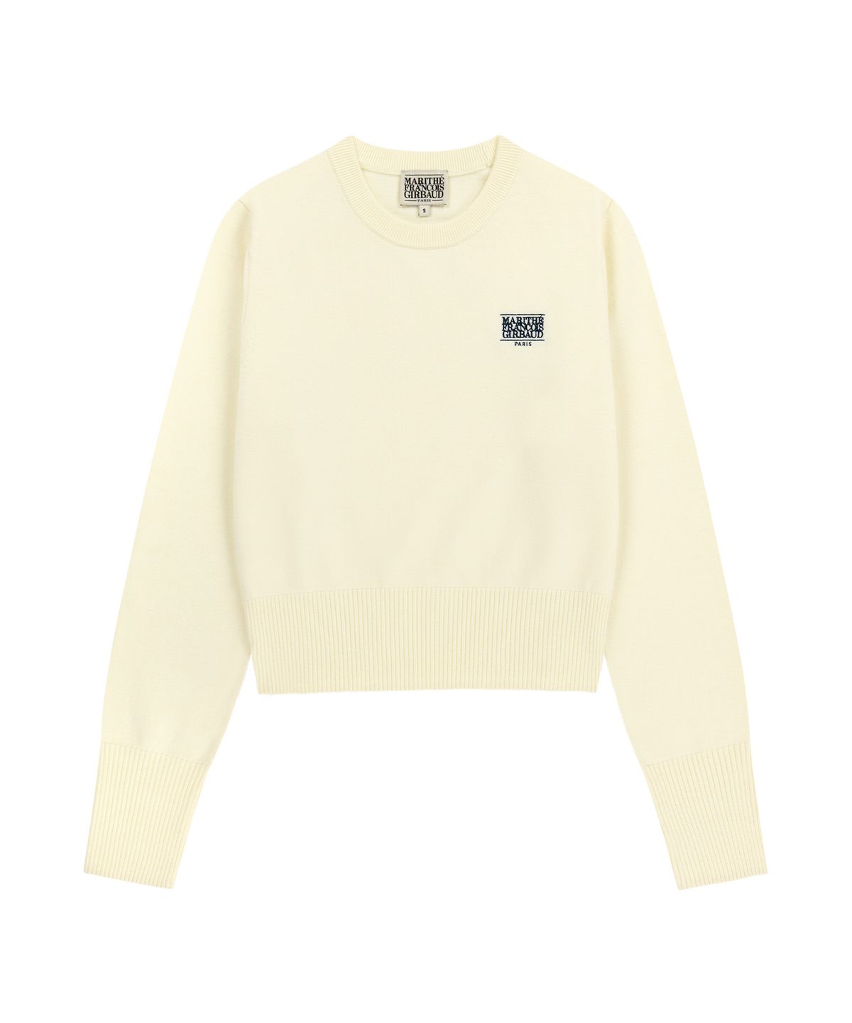 마리떼 프랑소와 저버(MARITHÉ + FRANҪOIS GIRBAUD) W SMALL CLASSIC LOGO CROP KNIT PULLOVER ivory