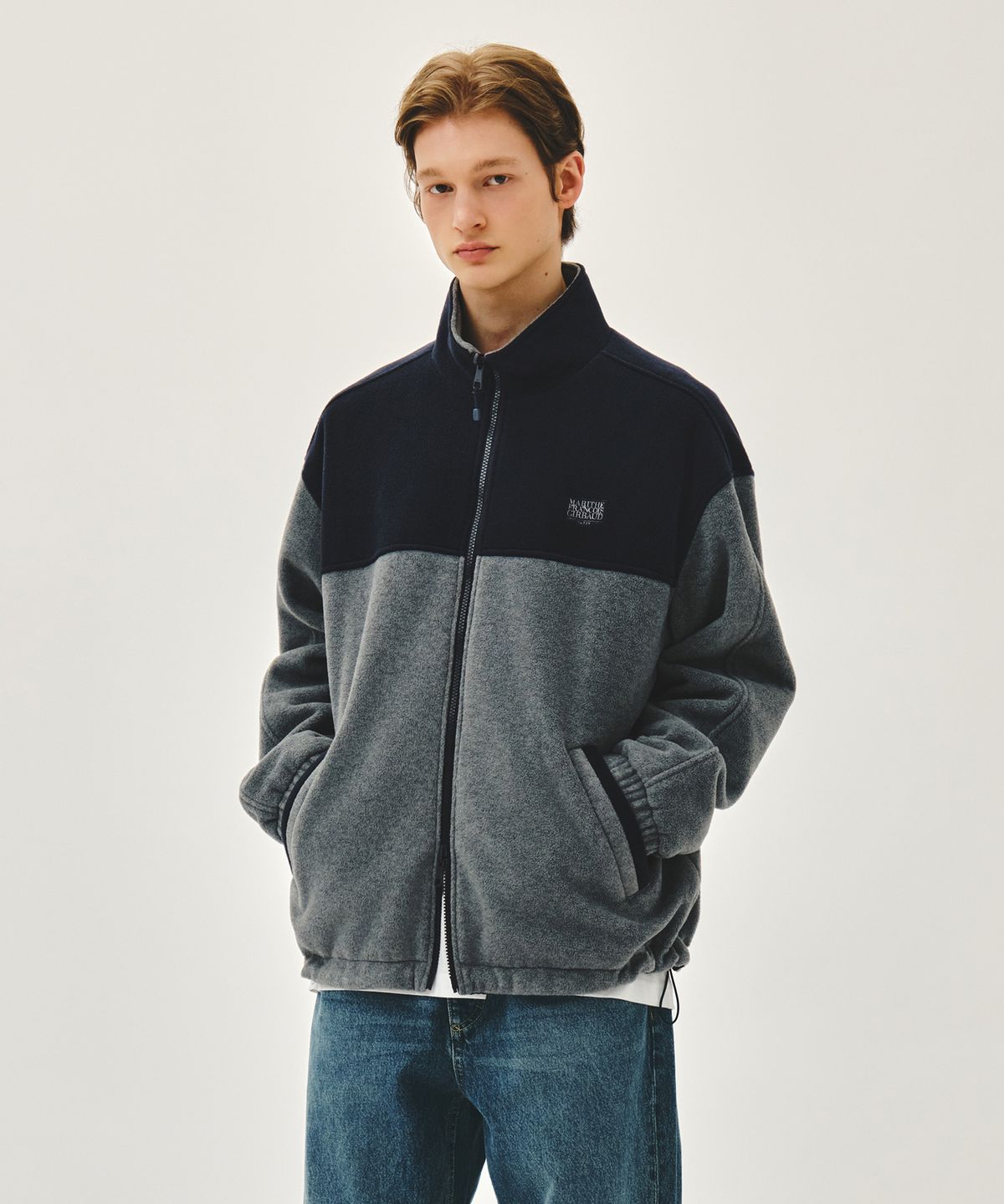 마리떼 프랑소와 저버(MARITHÉ + FRANҪOIS GIRBAUD) CLASSIC LOGO REVERSIBLE FLEECE JACKET gray
