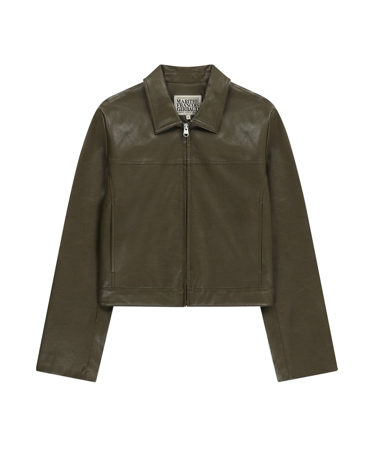 마리떼 프랑소와 저버(MARITHÉ + FRANҪOIS GIRBAUD) W CROP FAUX LEATHER JACKET khaki