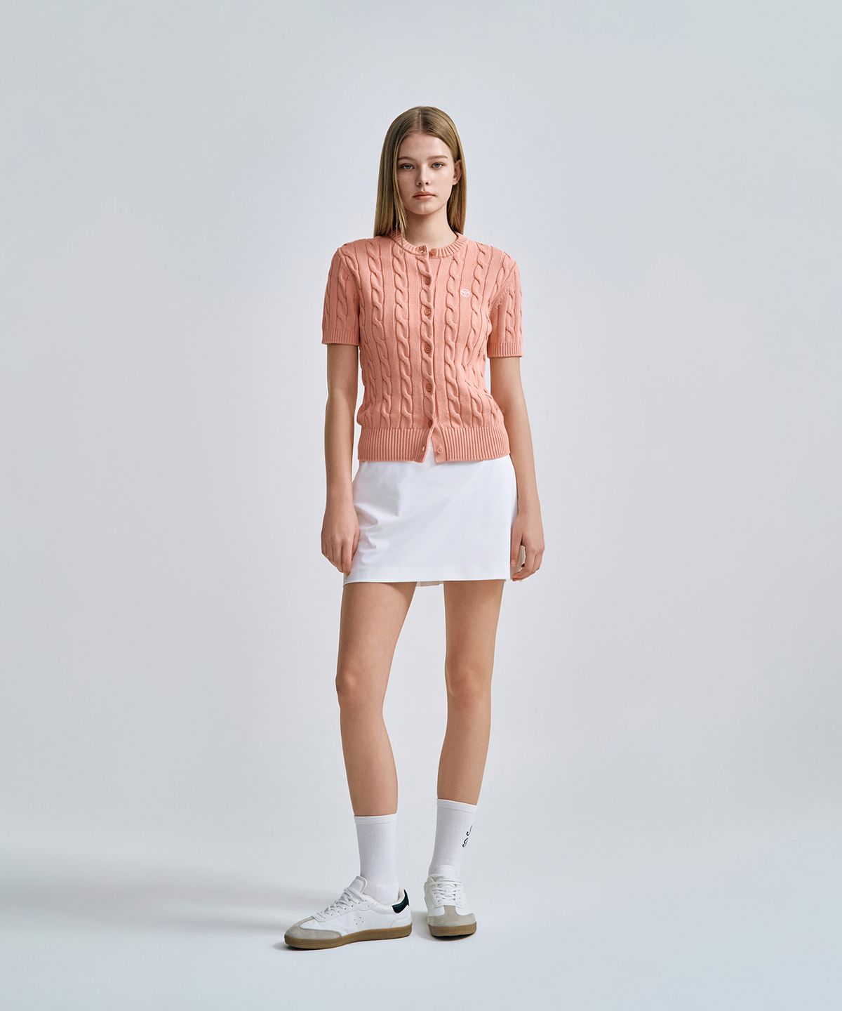 세르지오 타키니(SERGIO TACCHINI) W 케이블 반팔 가디건 (Pink)
