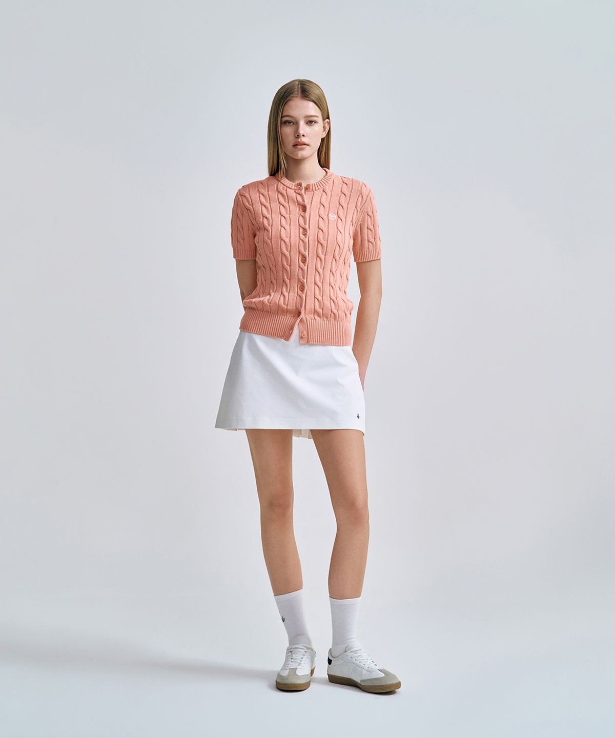 세르지오 타키니(SERGIO TACCHINI) W 케이블 반팔 가디건 (Pink)