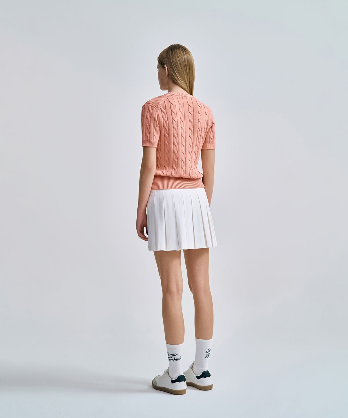 세르지오 타키니(SERGIO TACCHINI) W 케이블 반팔 가디건 (Pink)