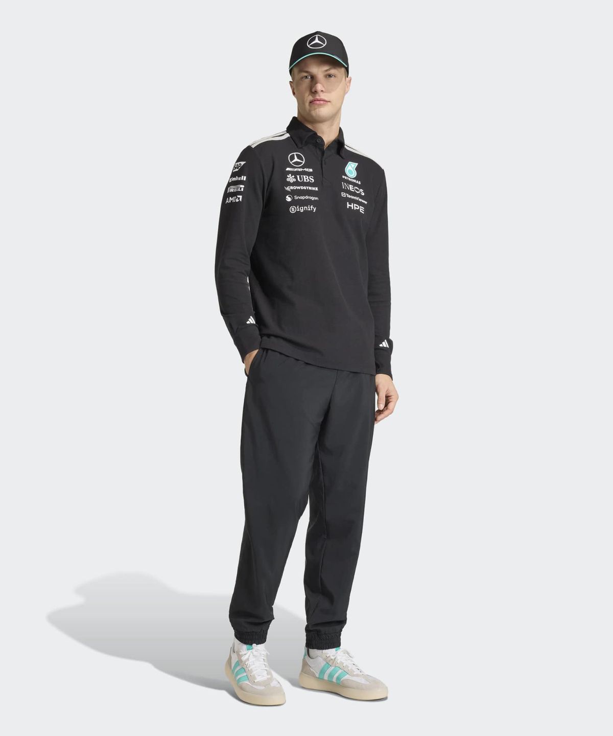 아디다스(ADIDAS) 메르세데스 AMG F1 팀 엔지니어 롱슬리브 폴로 - 블랙 / KE5514