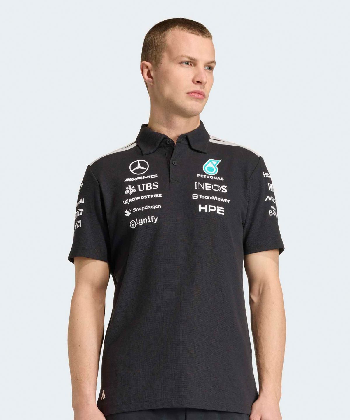 아디다스(ADIDAS) 메르세데스 AMG F1 팀 엔지니어 폴로 셔츠 - 블랙 / KE5523