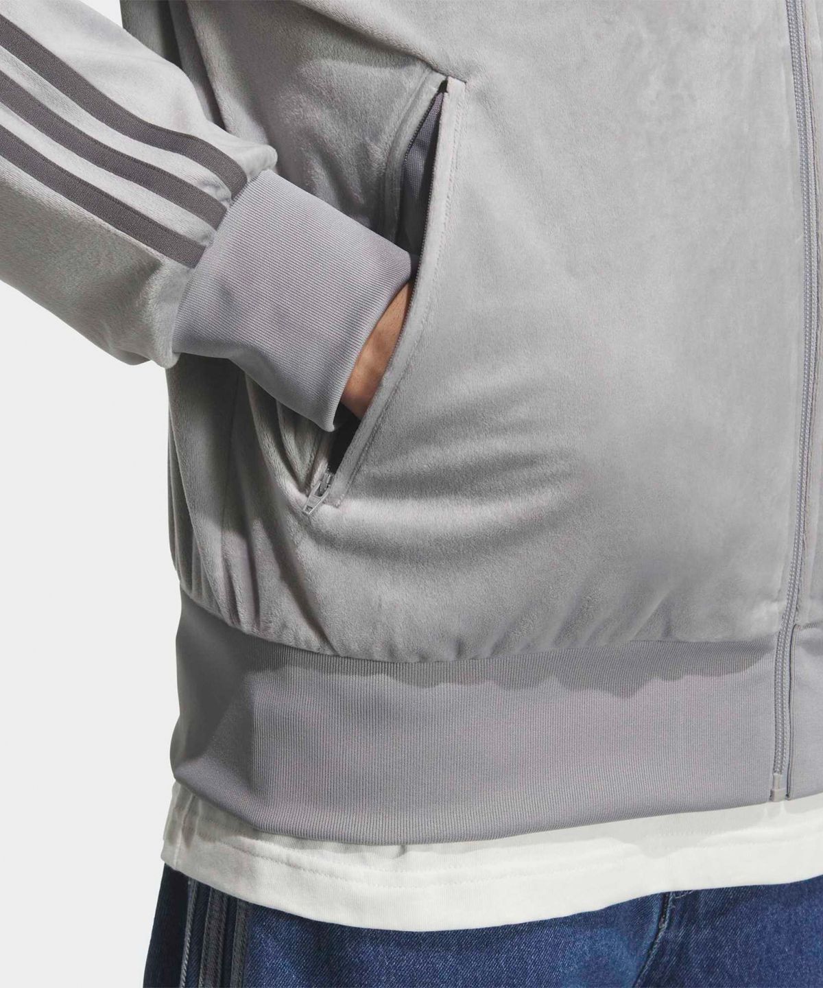 아디다스(ADIDAS) 파이어버드  벨루어 트랙탑 - 그레이 / KQ5476