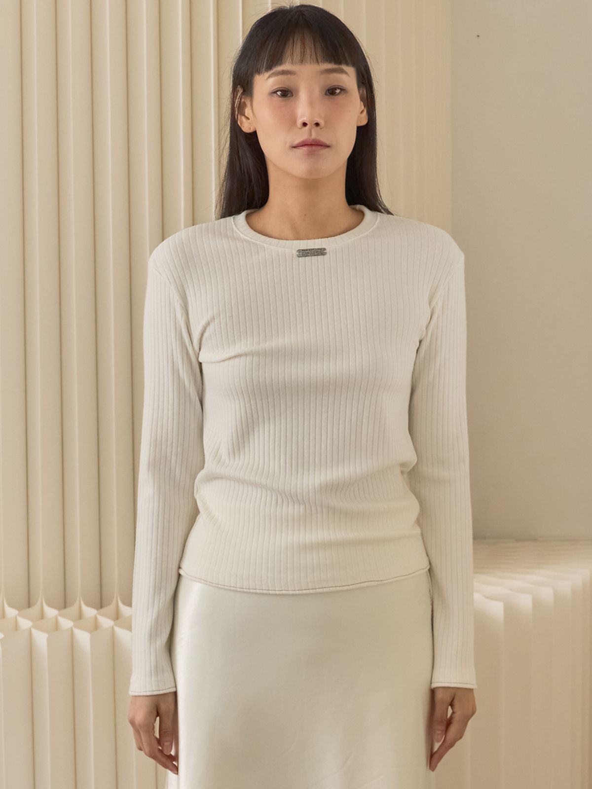 쏘리, 투 머치 러브(SORRY, TOO MUCH LOVE) Fine Rib Long Sleeve Top_Ivory