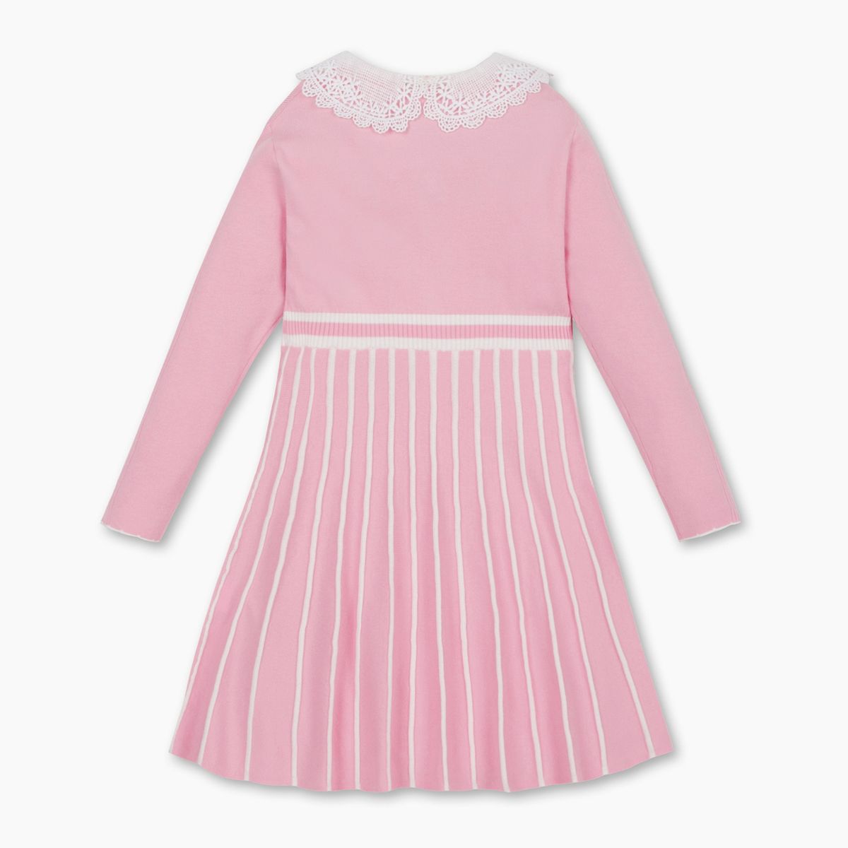 베네통키즈(BENETTONKIDS) 레이스 카라 니트 원피스_QAOP07611PK