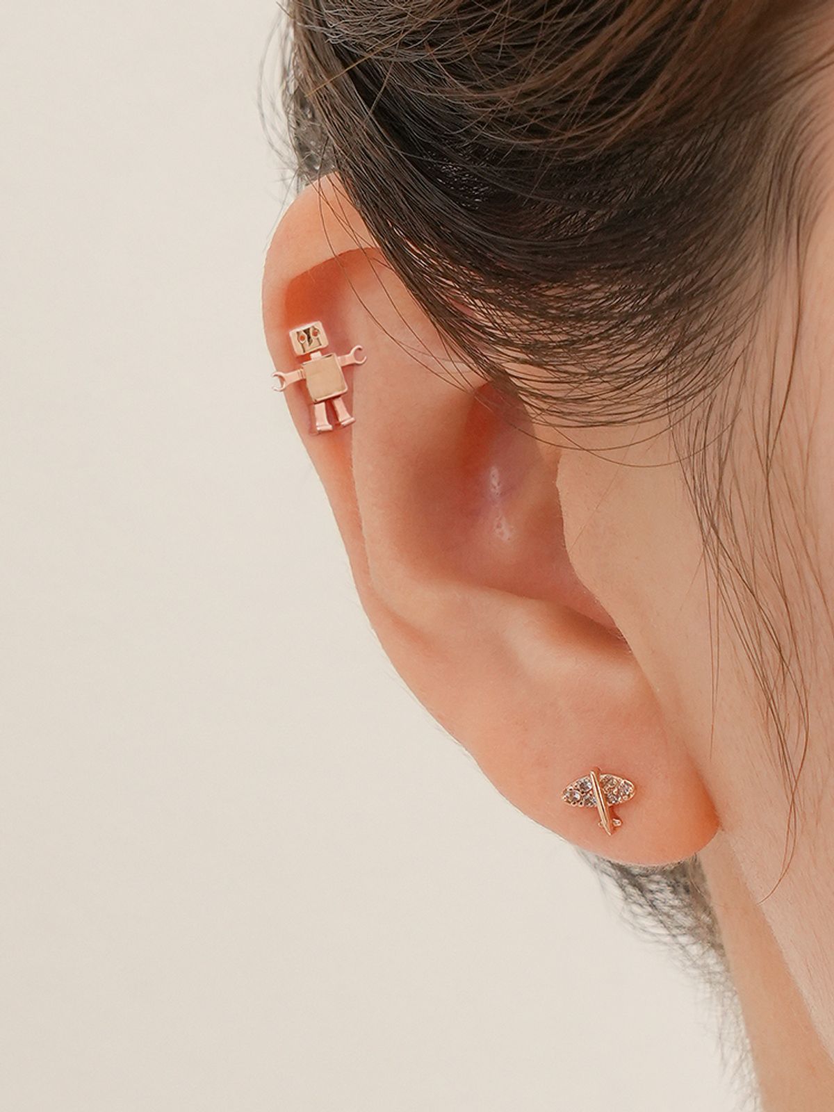 미니멀피어싱(MINIMALPIERCING) 14K 18K 리틀 관절 로봇 피어싱