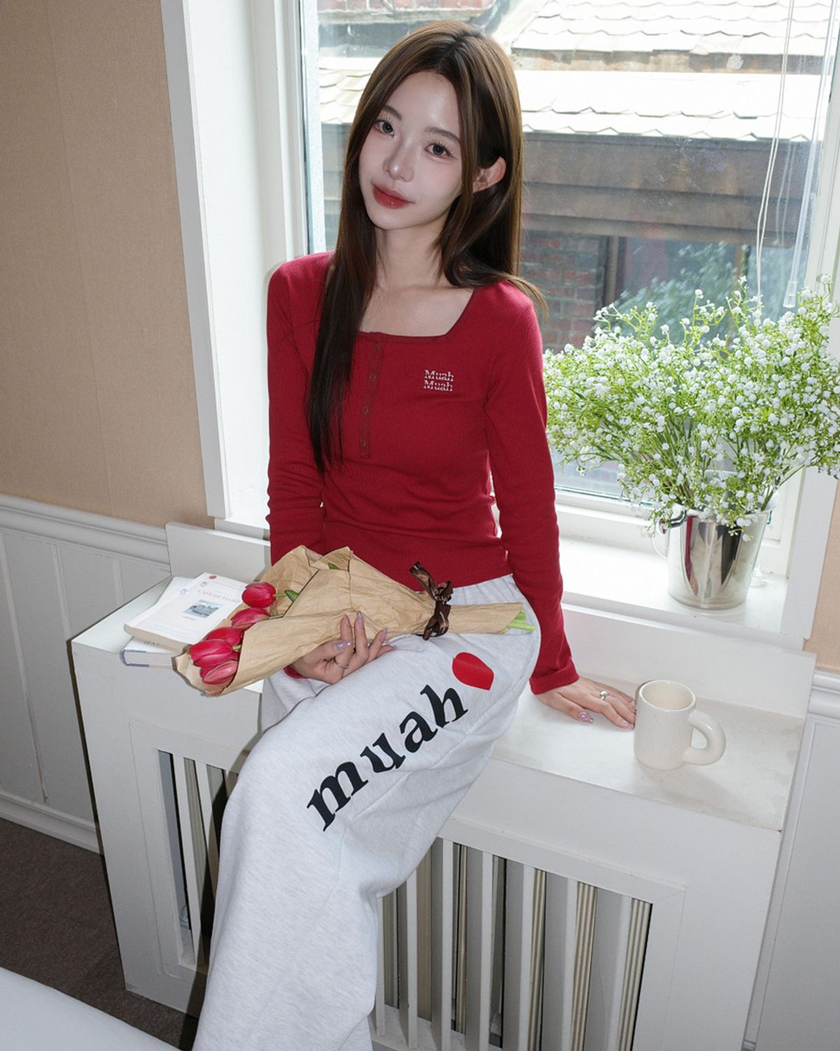 무아무아(MUAHMUAH) 스퀘어 헨리넥 스티치 티셔츠 [10color]