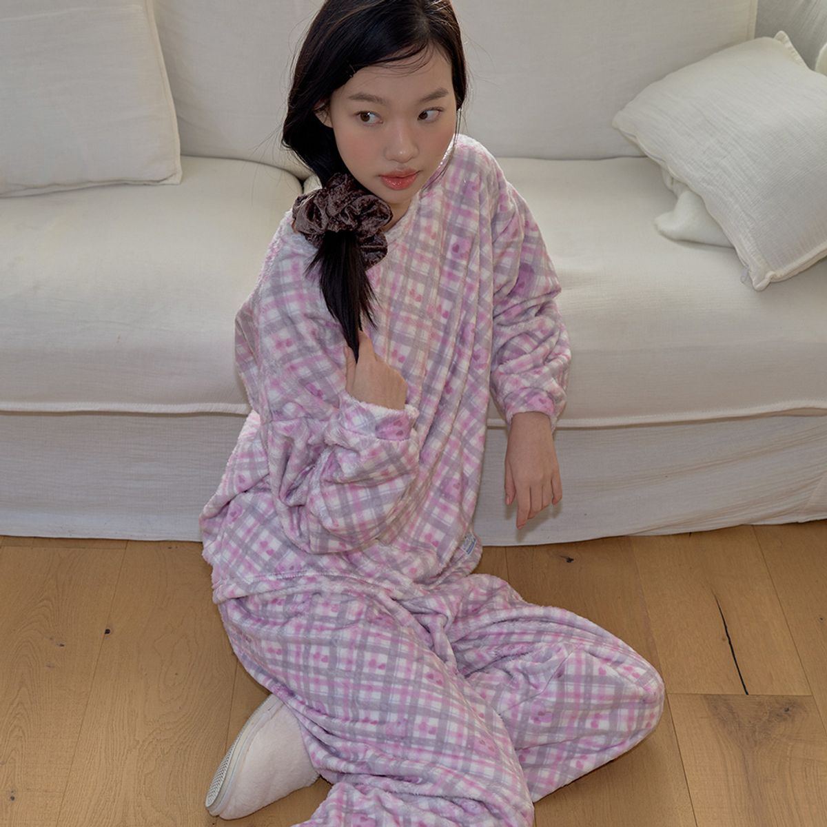 뮤즈무드(MUSEMOOD) Purple Heart Check winter pajama (수면잠옷)