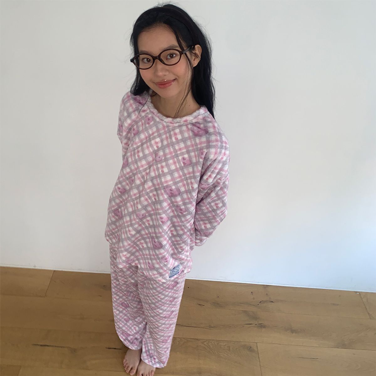 뮤즈무드(MUSEMOOD) Purple Heart Check winter pajama (수면잠옷)