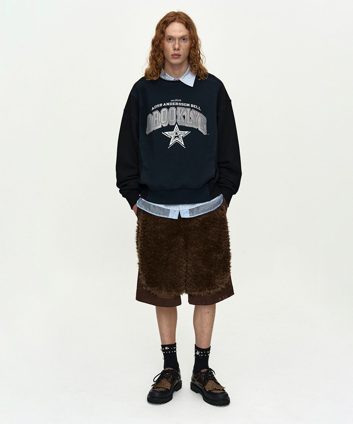 앤더슨벨(ADSB ANDERSSON BELL) UNISEX ARCH LOGO LAYERED SWEATSHIRT atb1426u(BLACK/NAVY)