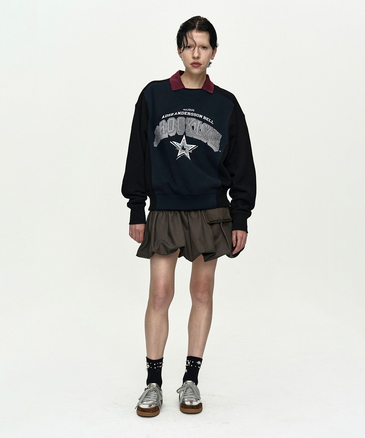 앤더슨벨(ADSB ANDERSSON BELL) UNISEX ARCH LOGO LAYERED SWEATSHIRT atb1426u(BLACK/NAVY)