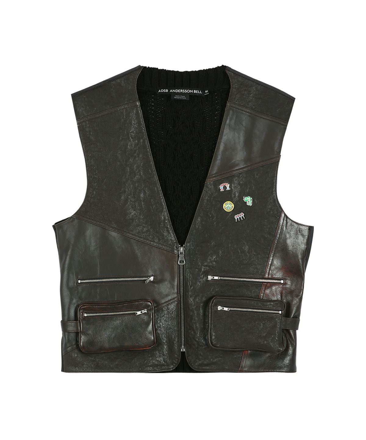 앤더슨벨(ADSB ANDERSSON BELL) BACK KNIT PATCHWORK LEATHER VEST atb1467u(BROWN)