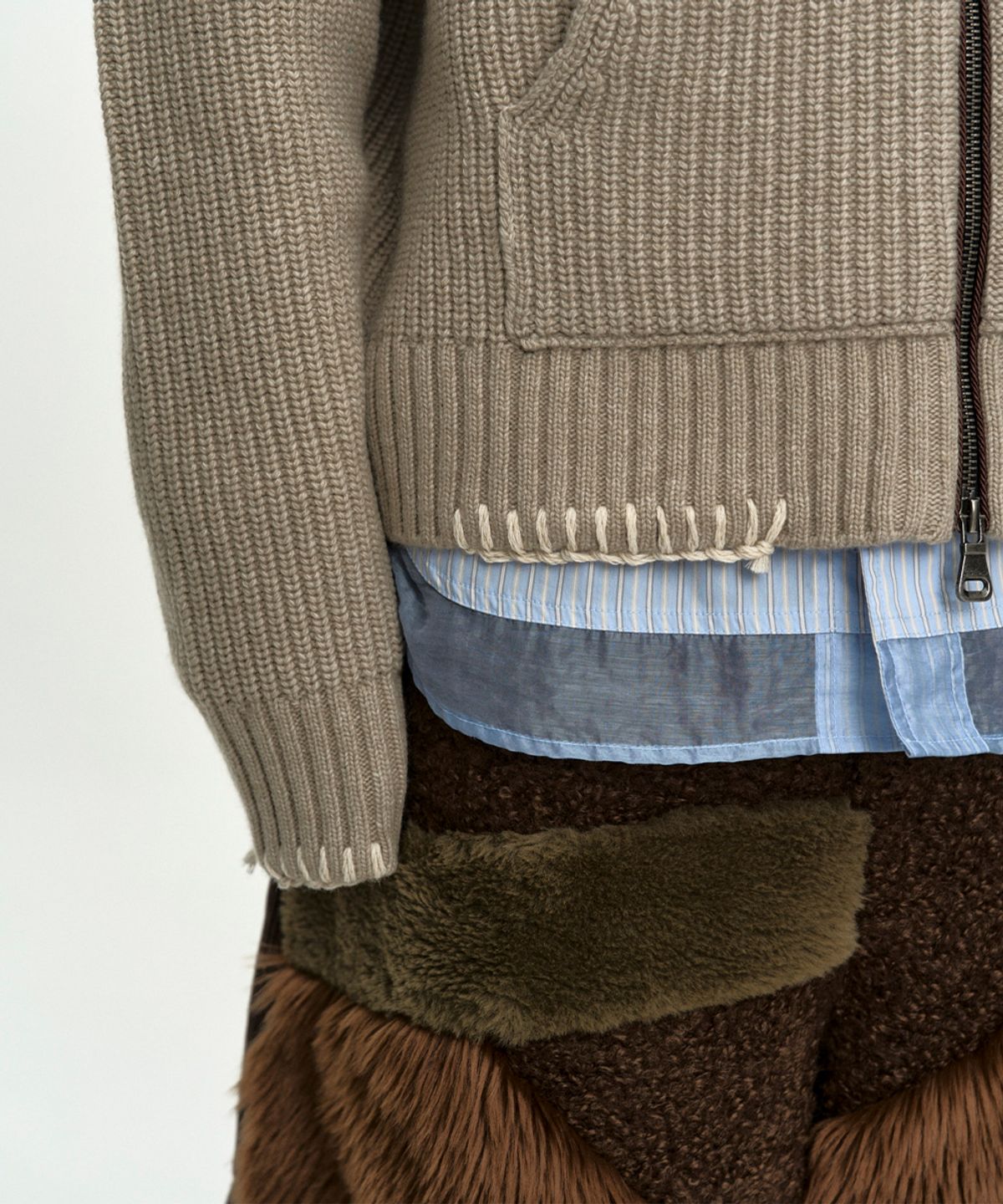 앤더슨벨(ADSB ANDERSSON BELL) FAUX FUR PATCHWORK SHORTS apa870m(BROWN)