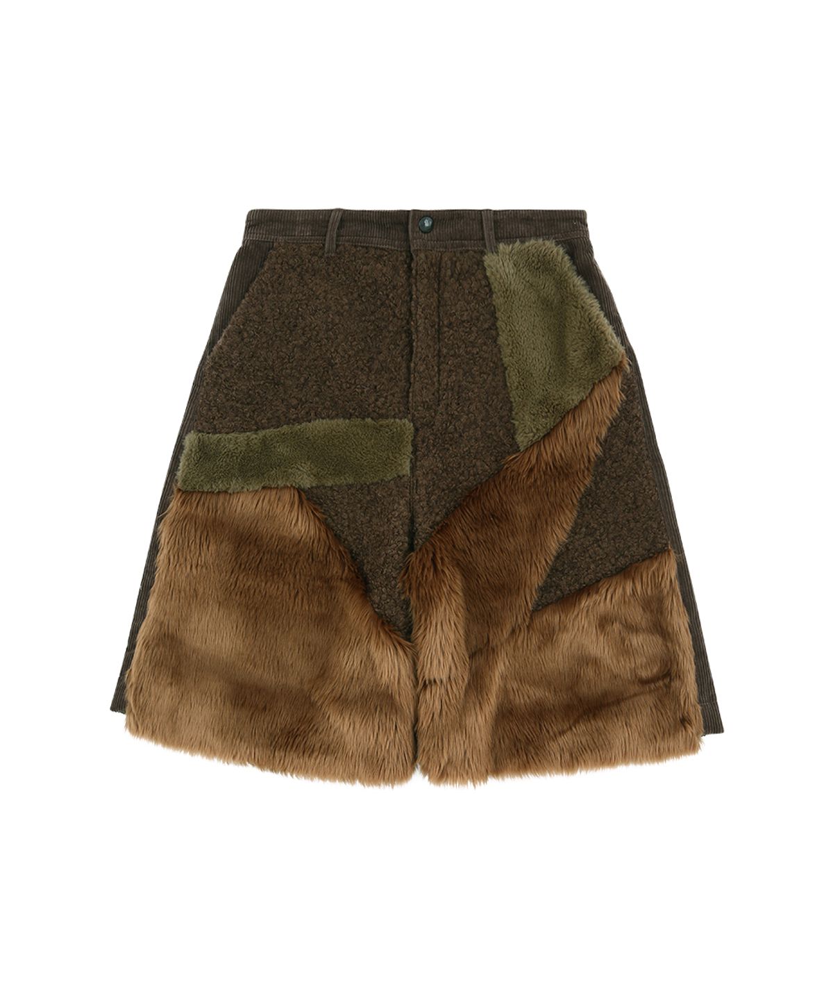 앤더슨벨(ADSB ANDERSSON BELL) FAUX FUR PATCHWORK SHORTS apa870m(BROWN)