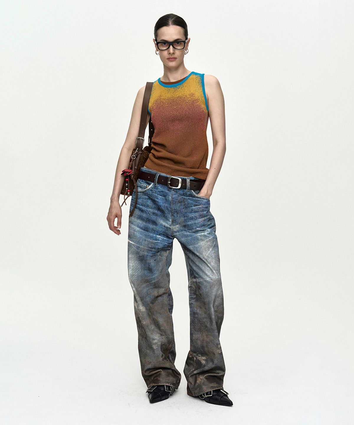 앤더슨벨(ADSB ANDERSSON BELL) UNISEX FESTIVAL MUD PRINTED JEANS apa877u(BLUE)