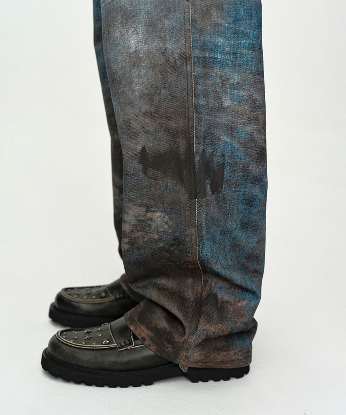 앤더슨벨(ADSB ANDERSSON BELL) UNISEX FESTIVAL MUD PRINTED JEANS apa877u(BLUE)