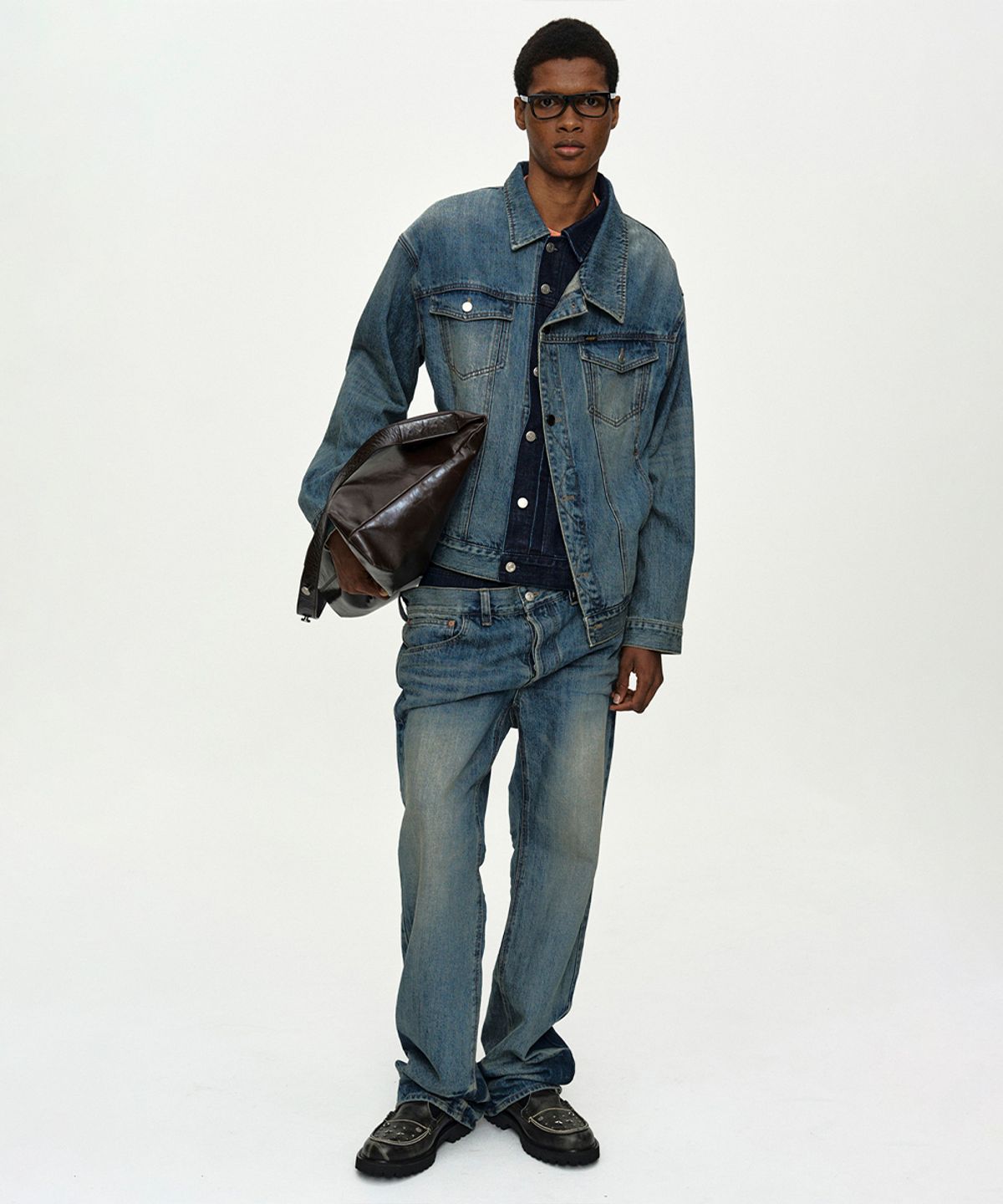 앤더슨벨(ADSB ANDERSSON BELL) UNISEX ASYMMETRIC LAYERED WIDE-LEG JEANS apa871u(BLUE)