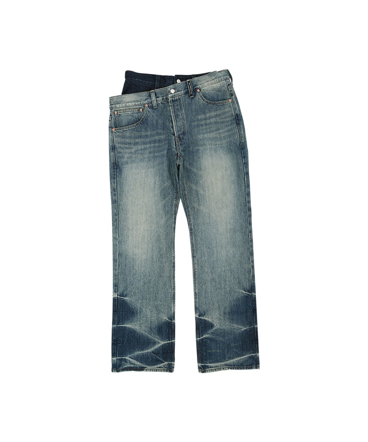 앤더슨벨(ADSB ANDERSSON BELL) UNISEX ASYMMETRIC LAYERED WIDE-LEG JEANS apa871u(BLUE)