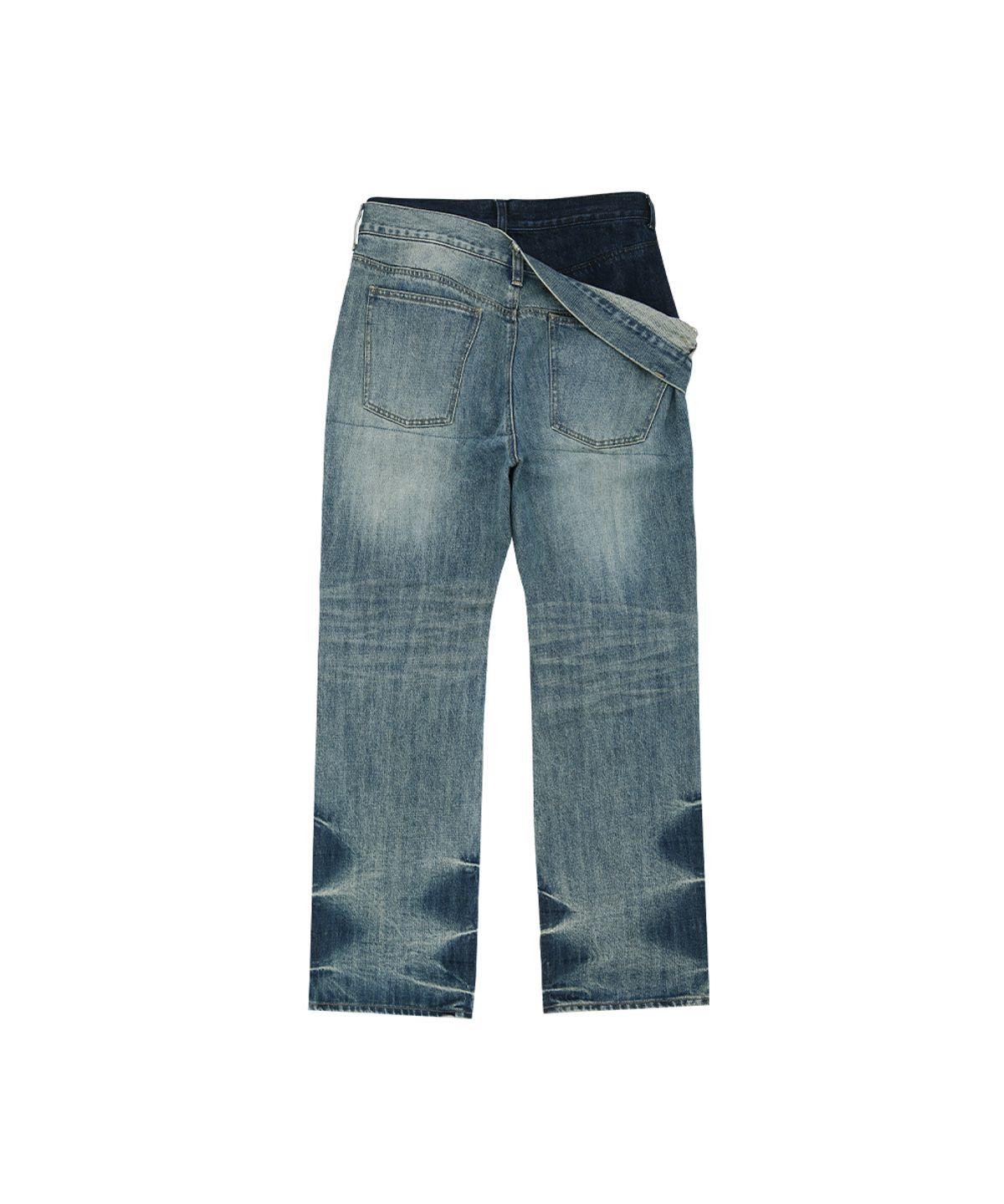 앤더슨벨(ADSB ANDERSSON BELL) UNISEX ASYMMETRIC LAYERED WIDE-LEG JEANS apa871u(BLUE)