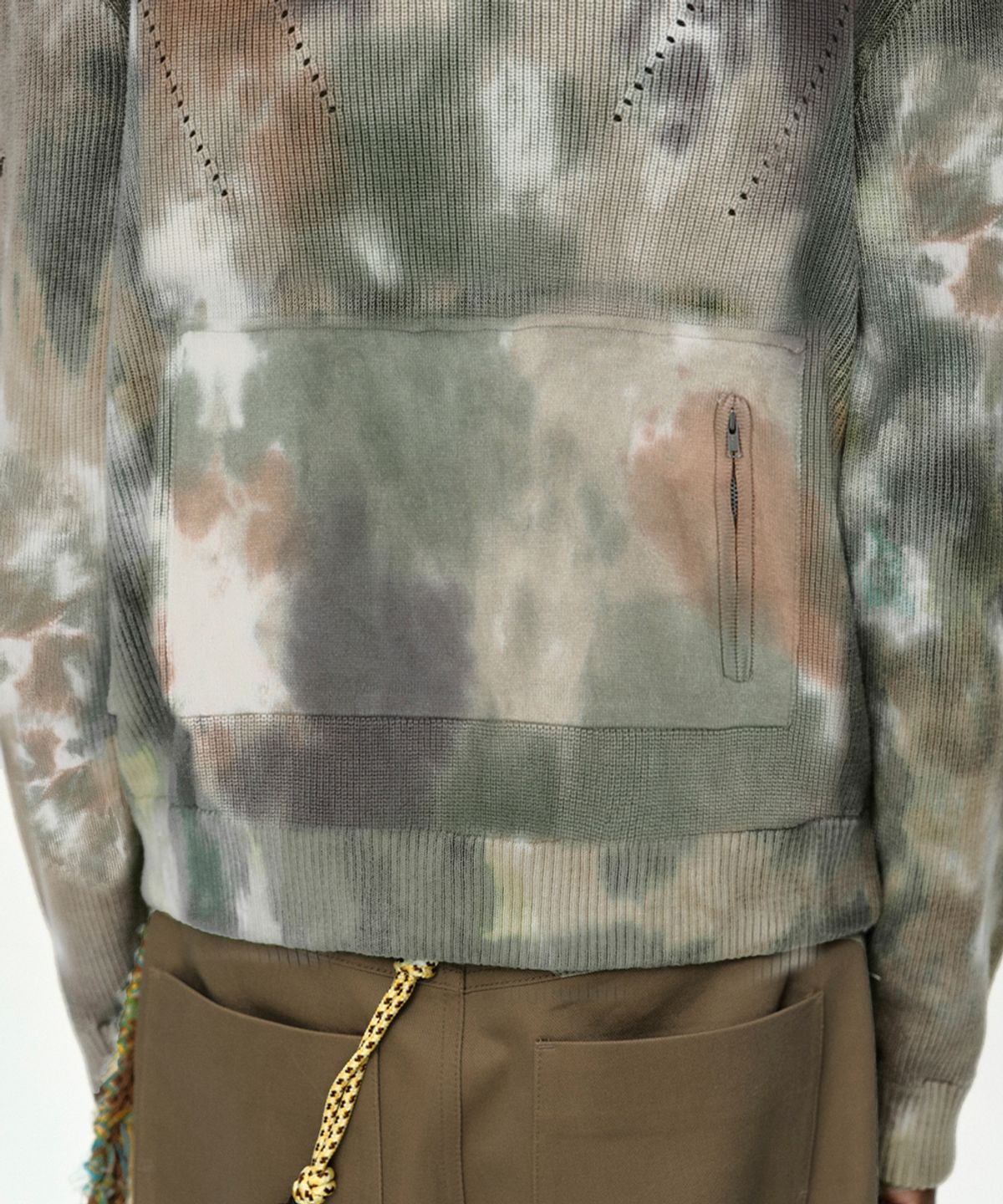 앤더슨벨(ADSB ANDERSSON BELL) MULTI-DYED KNIT ZIP-UP SWEATER atb1455m(GREEN/BEIGE)