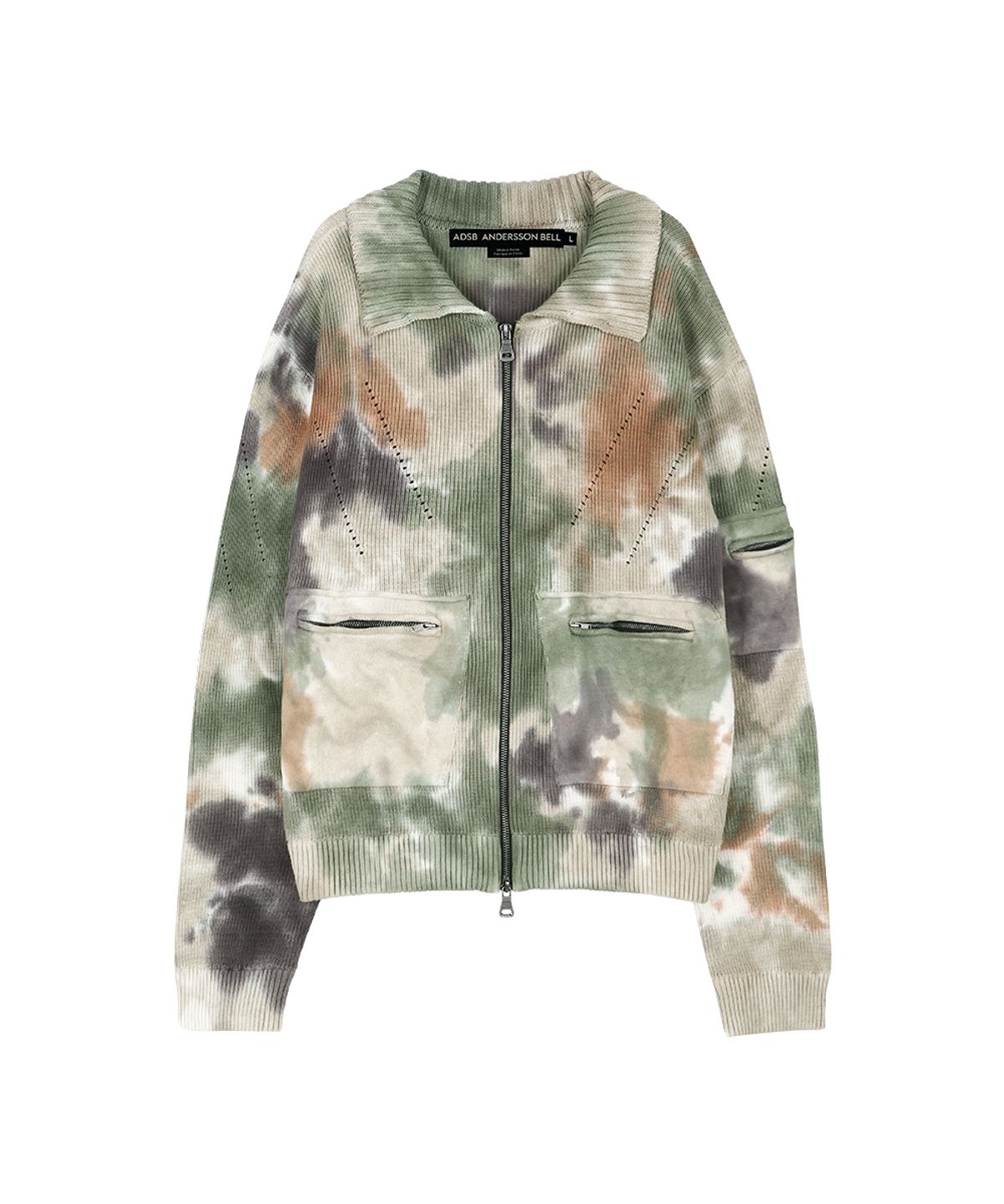 앤더슨벨(ADSB ANDERSSON BELL) MULTI-DYED KNIT ZIP-UP SWEATER atb1455m(GREEN/BEIGE)
