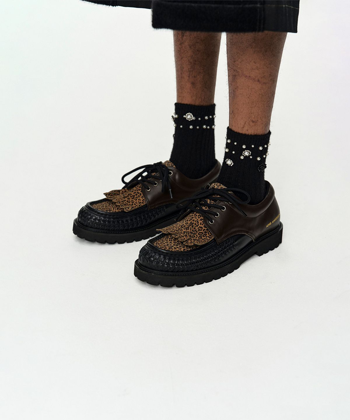 앤더슨벨(ADSB ANDERSSON BELL) FRINGED WOVEN LOAFER aaa514m(BLACK/LEOPARD/DARK BROWN)