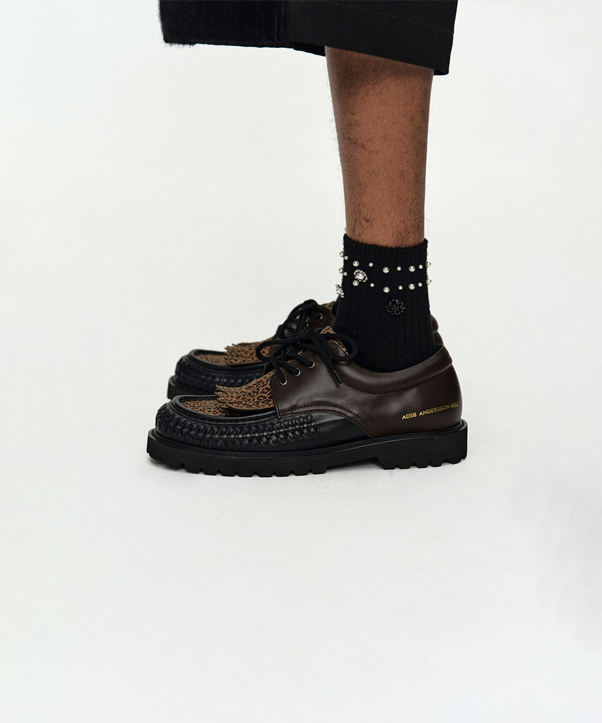 앤더슨벨(ADSB ANDERSSON BELL) FRINGED WOVEN LOAFER aaa514m(BLACK/LEOPARD/DARK BROWN)