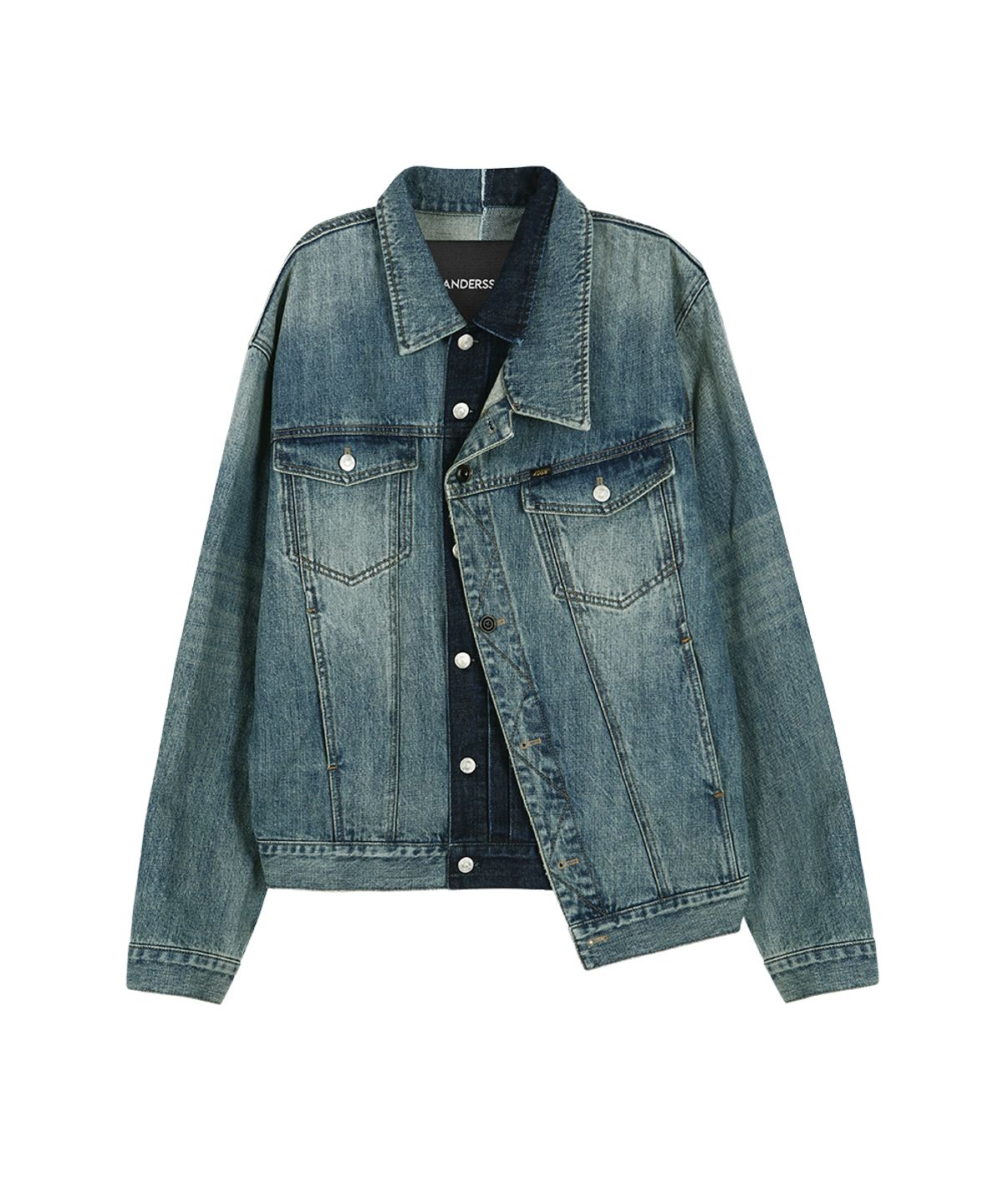 앤더슨벨(ADSB ANDERSSON BELL) UNISEX ASYMMETRIC LAYERED DENIM JACKET awa747u(BLUE)
