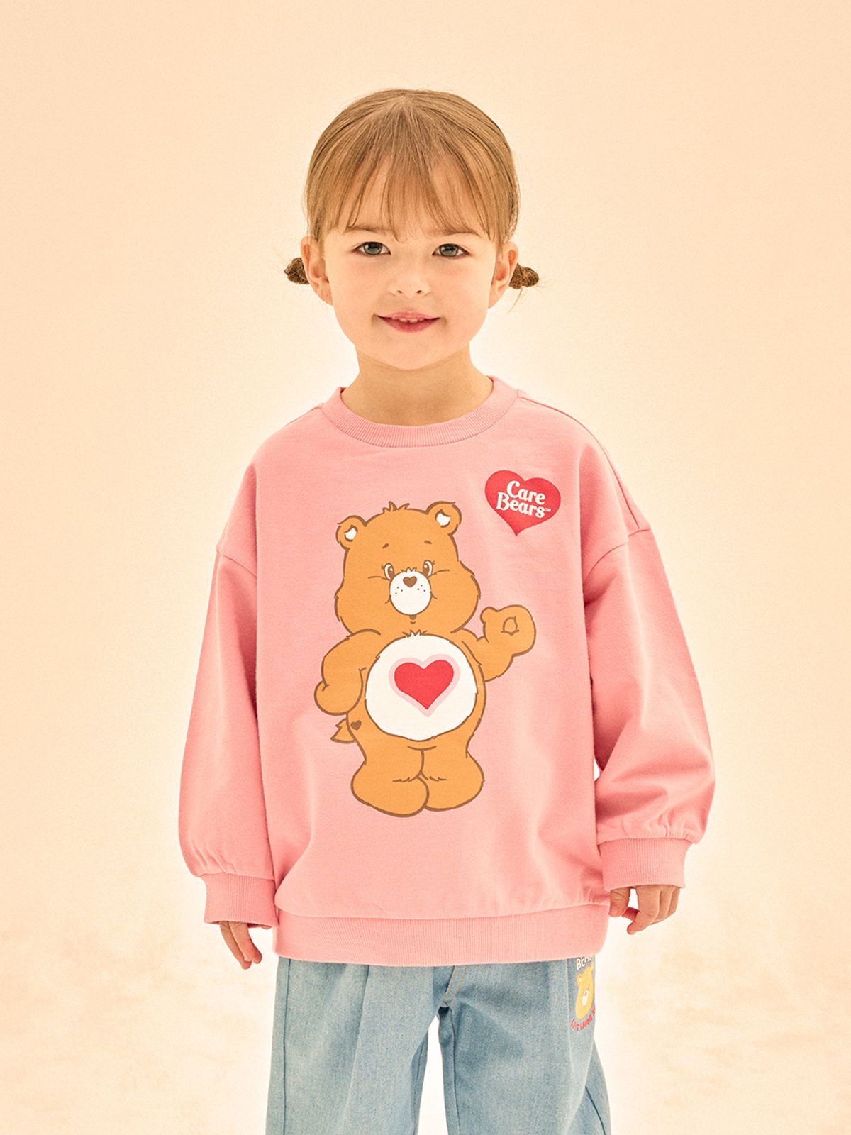 케어베어(CAREBEARS) 안녕텐더하트베어 맨투맨 티셔츠