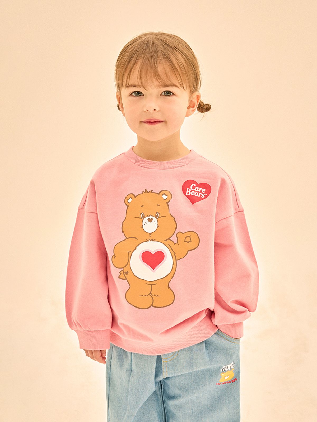 케어베어(CAREBEARS) 안녕텐더하트베어 맨투맨 티셔츠
