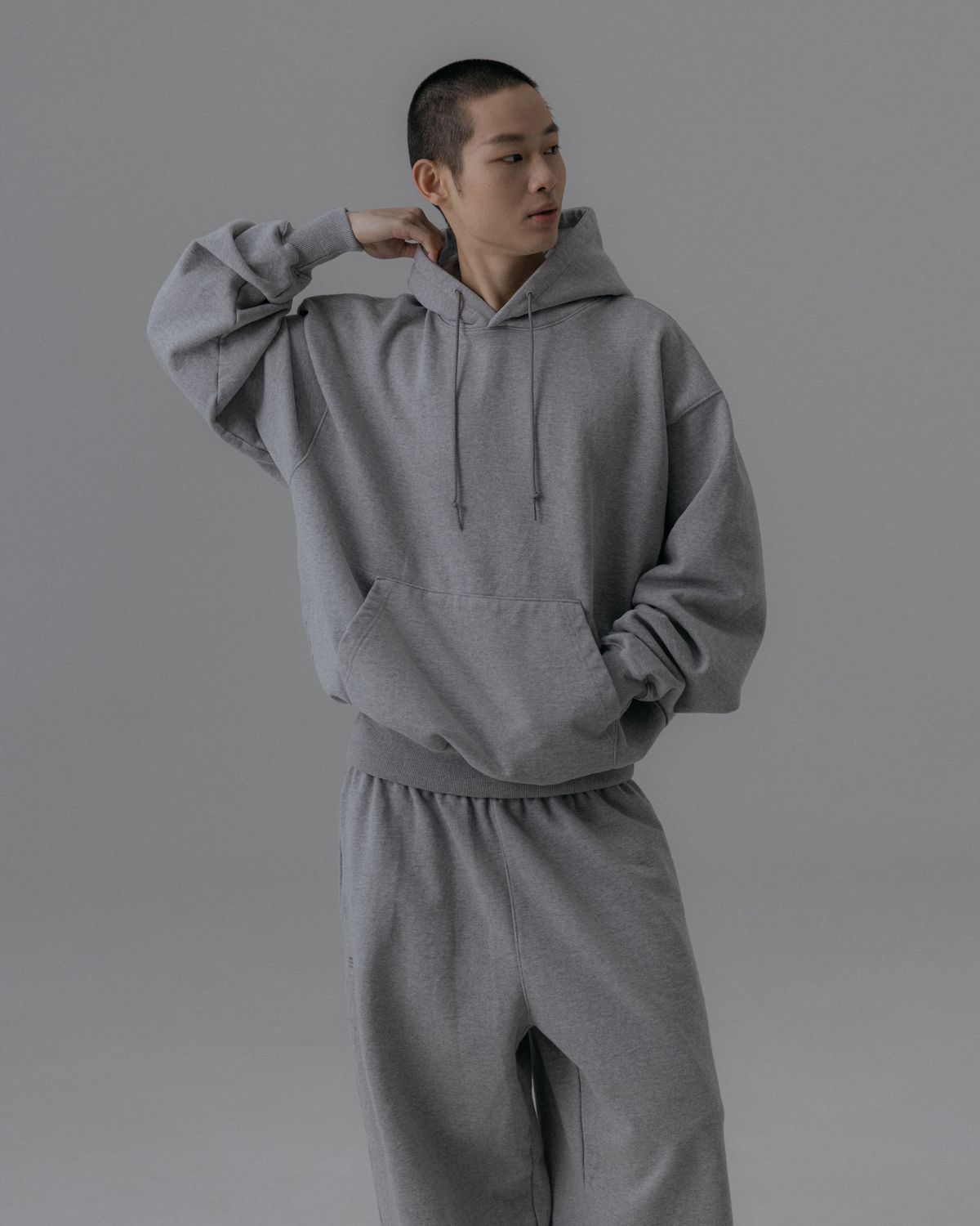 앵글런(ANGLAN) Heavyweight Classic Hoodie - Melange Grey