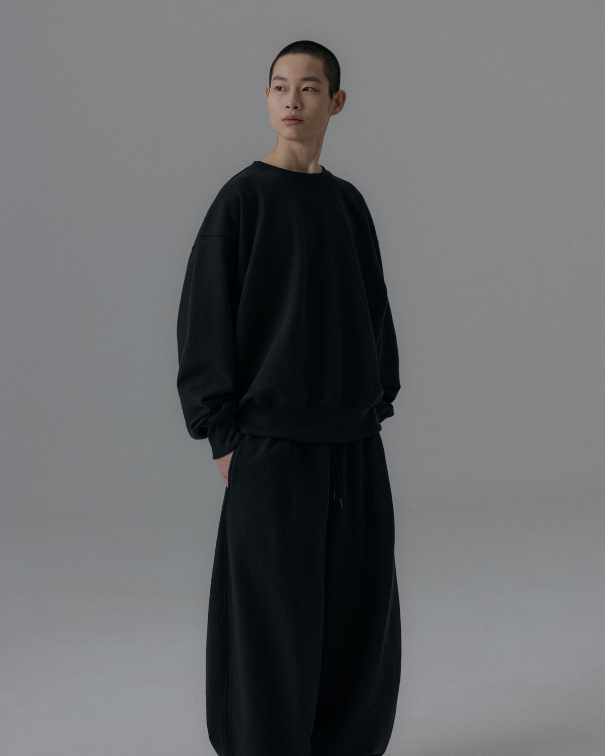 앵글런(ANGLAN) Steady Sweat Shirt - Black