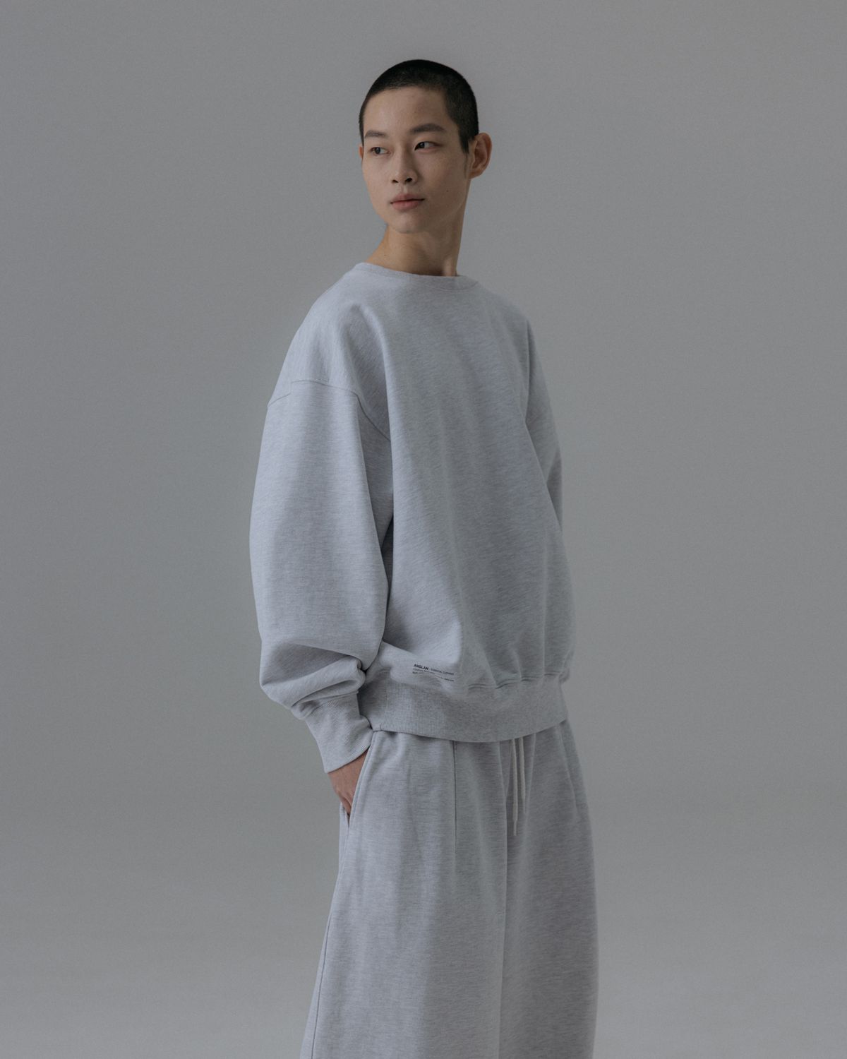 앵글런(ANGLAN) Steady Sweat Shirt - White Melange