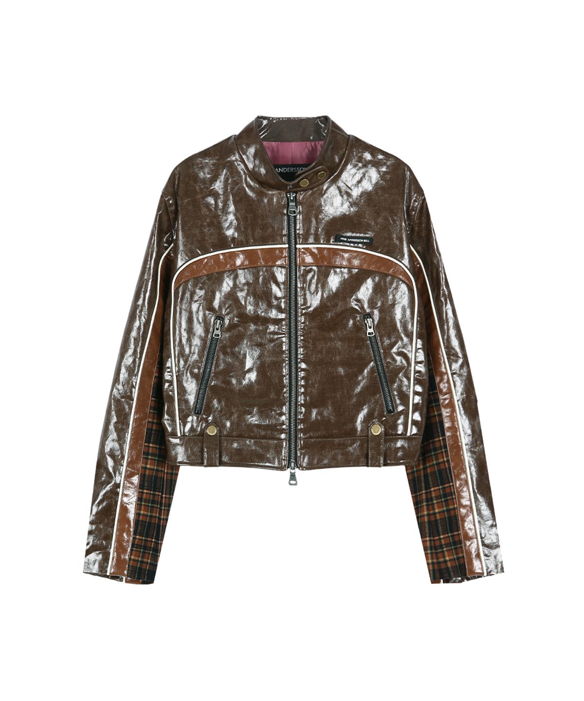 앤더슨벨(ADSB ANDERSSON BELL) 26 CIRCUIT TRACK FAUX-LEATHER JACKET awa752w(BROWN)