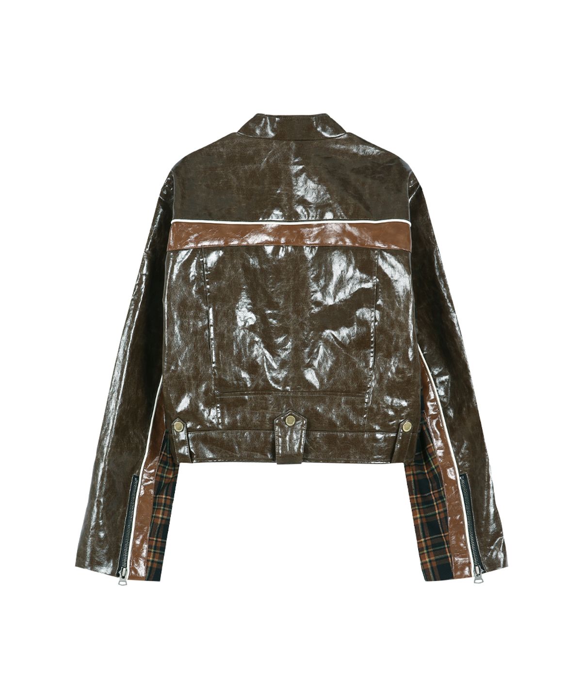 앤더슨벨(ADSB ANDERSSON BELL) 26 CIRCUIT TRACK FAUX-LEATHER JACKET awa752w(BROWN)