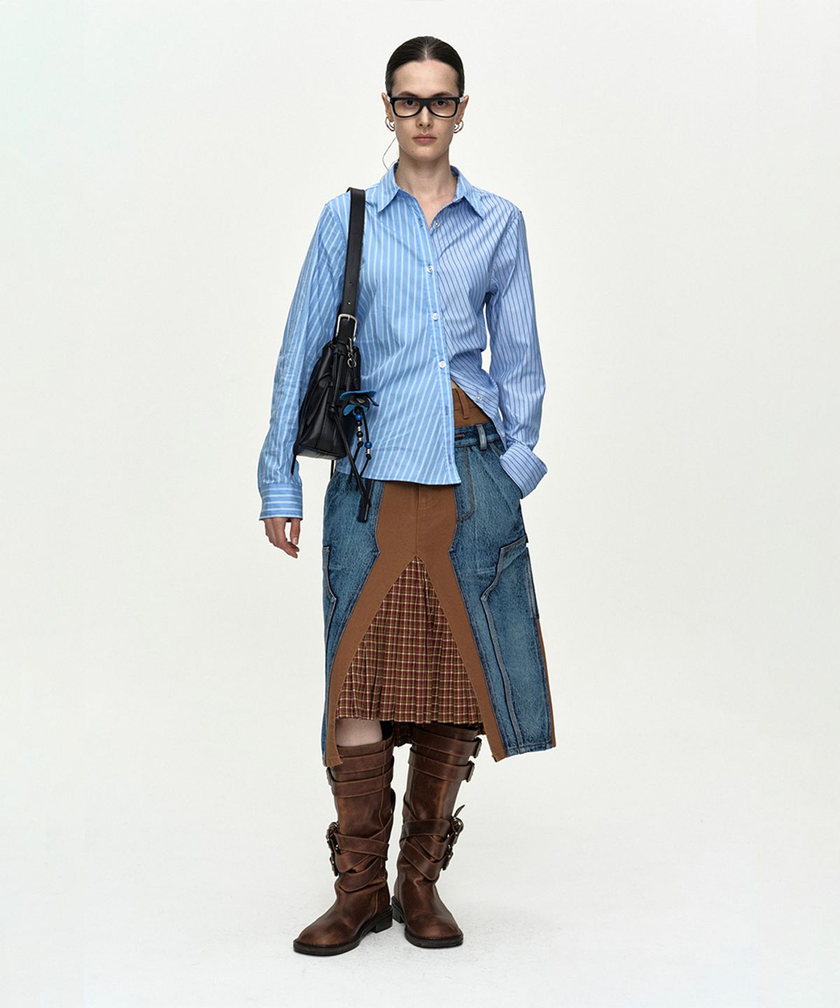 앤더슨벨(ADSB ANDERSSON BELL) BREEZE STRIPED TWIST-TUCK SHIRT atb1515w(BLUE)