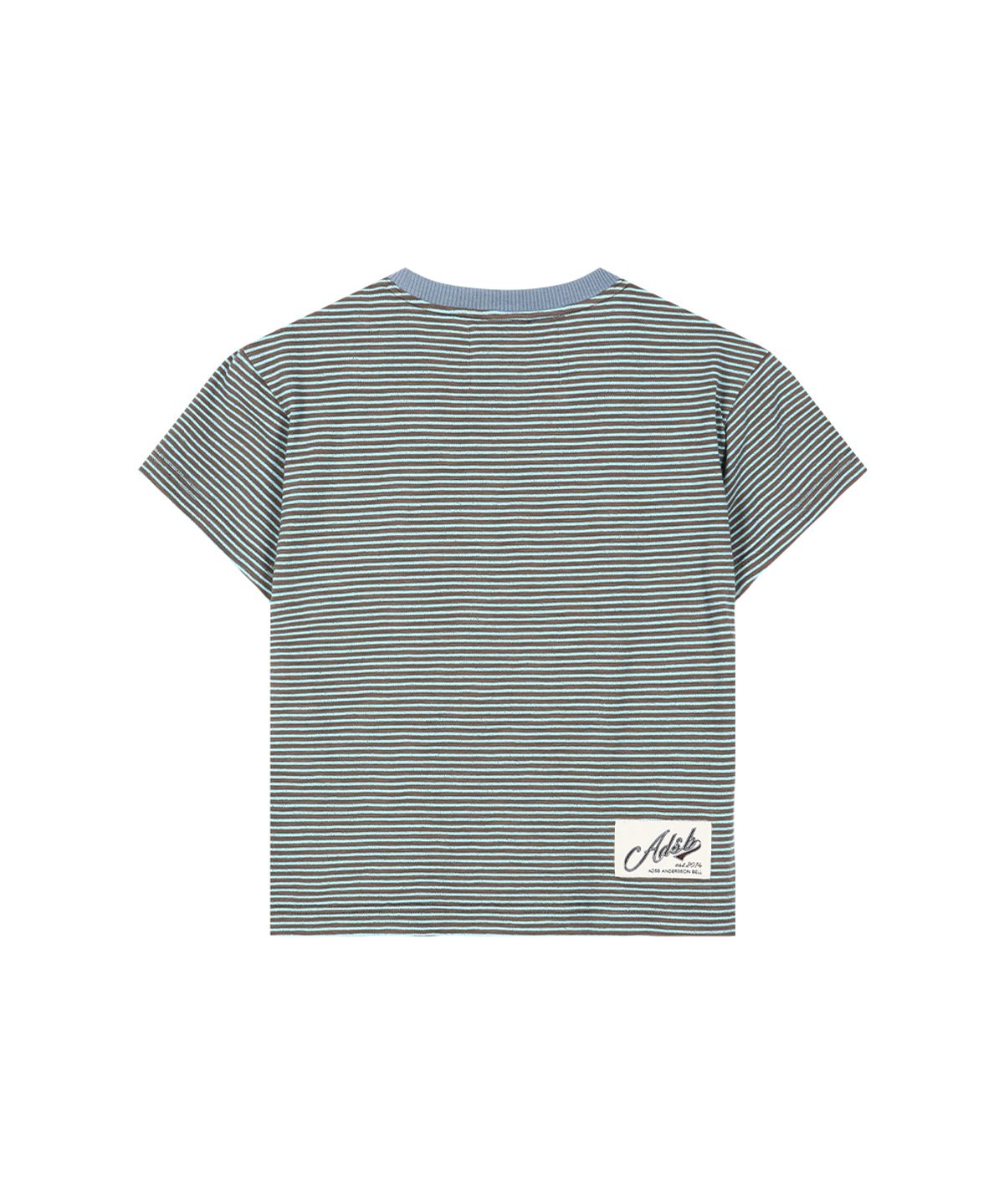 앤더슨벨(ADSB ANDERSSON BELL) (ESSENTIAL) HEART MESSAGE STRIPE T-SHIRT atb1465w(CHOCO/MINT)
