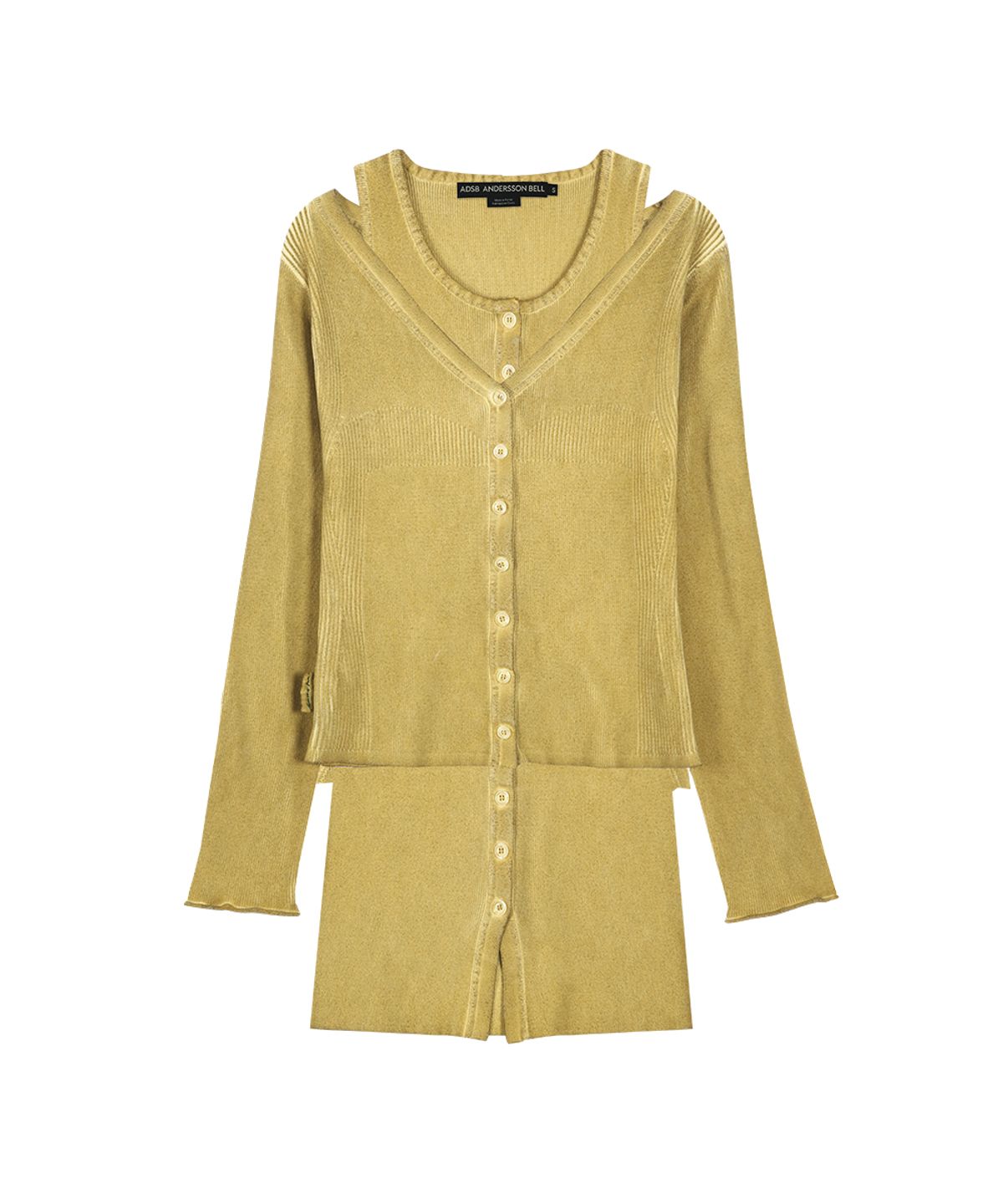 앤더슨벨(ADSB ANDERSSON BELL) VINTAGE-DYE LAYERED KNIT CARDIGAN atb1470w(MARIGOLD)
