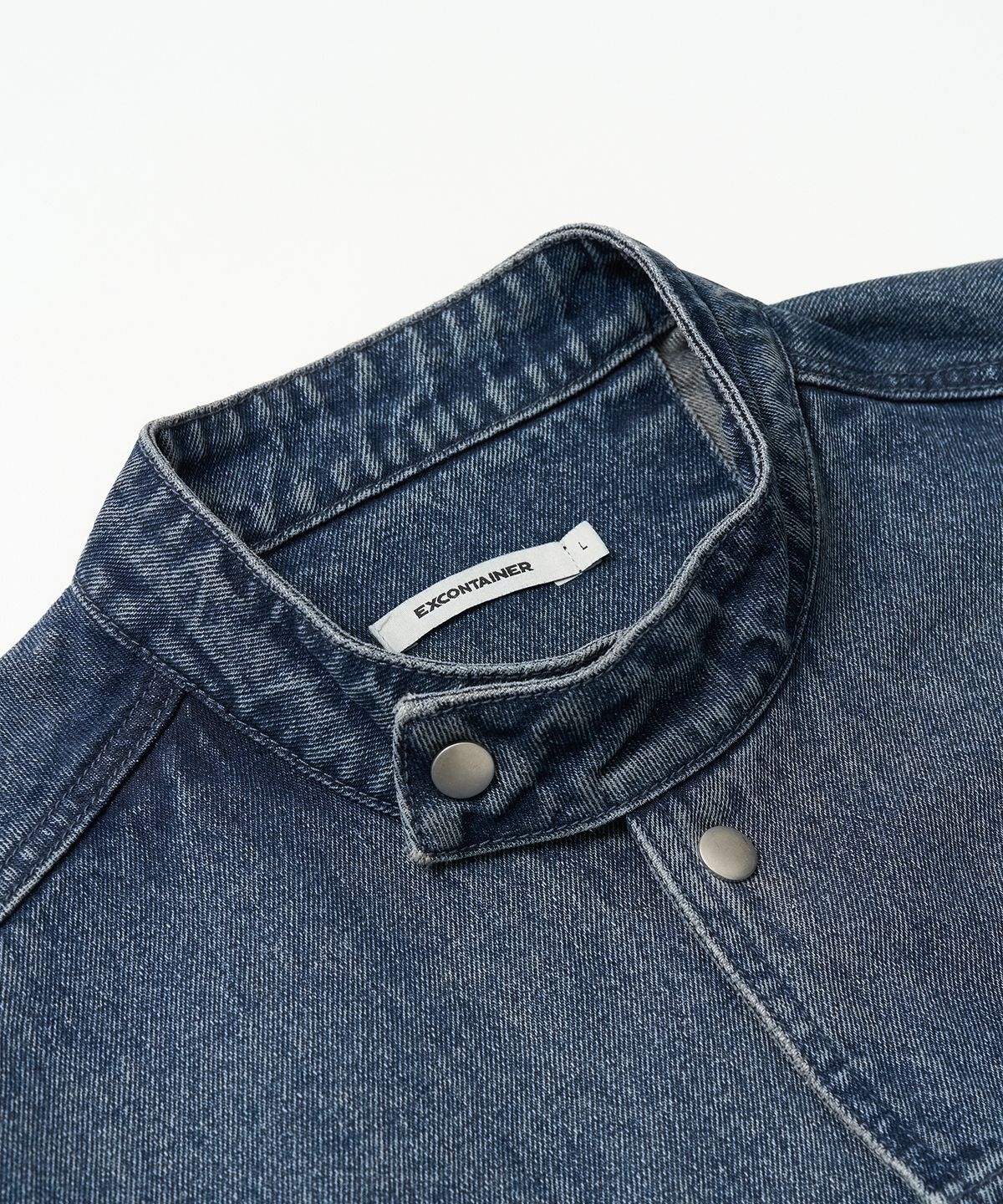 엑스컨테이너(EXCONTAINER) 크롭 필드 데님 자켓 (WASHED INDIGO)